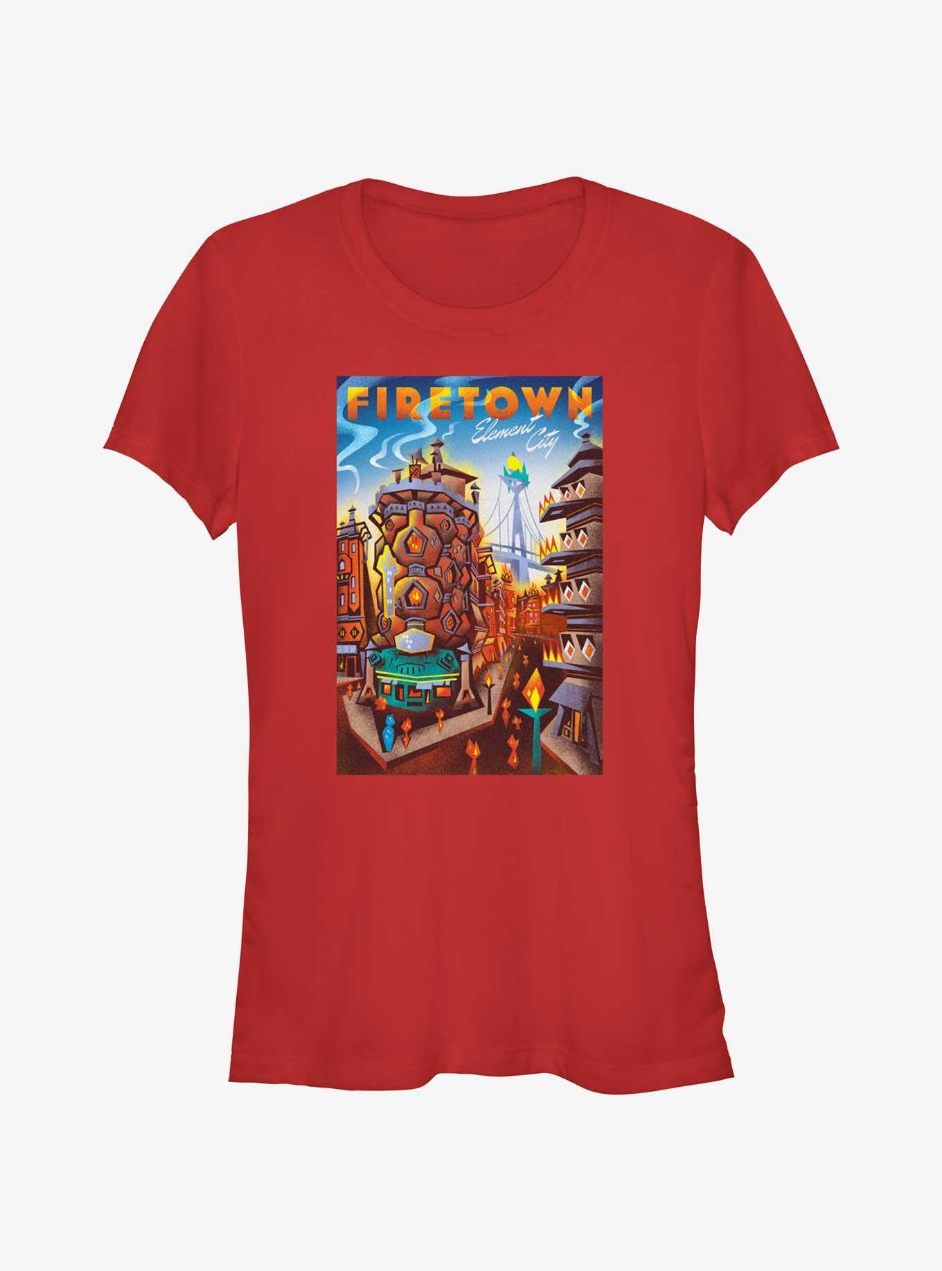 Disney Pixar Elemental Firetown Element City Poster Girls T-Shirt, RED, hi-res