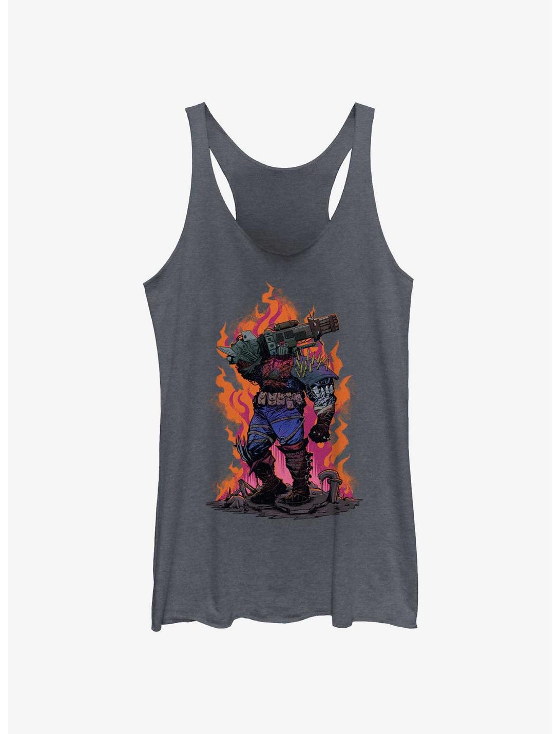 Marvel Spider-Man: Across The Spiderverse Cyborg Rising Flames Womens Tank Top, NAVY HTR, hi-res