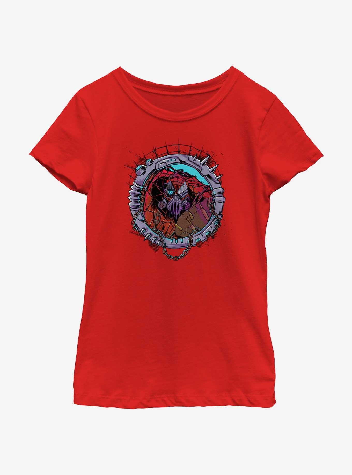 Marvel Spider-Man: Across The Spiderverse Cyborg Spider-Woman Badge Youth Girls T-Shirt, RED, hi-res