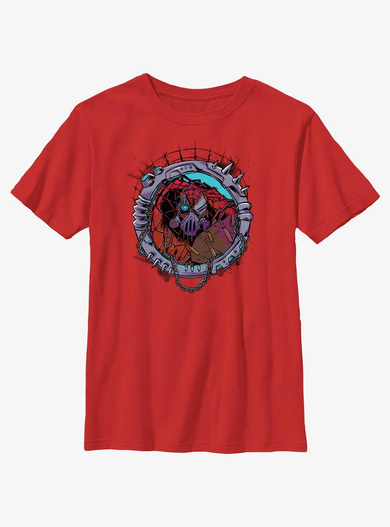 Marvel Spider-Man: Across The Spiderverse Cyborg Spider-Woman Badge Youth T-Shirt, RED, hi-res