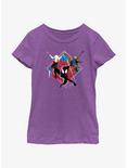 Marvel Spider-Man: Across The Spiderverse Trio Spider-Gwen Miles Morales and Spider-Punk Youth Girls T-Shirt, PURPLE BERRY, hi-res