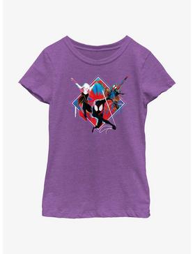 Marvel Spider-Man: Across The Spiderverse Trio Spider-Gwen Miles Morales and Spider-Punk Youth Girls T-Shirt, , hi-res