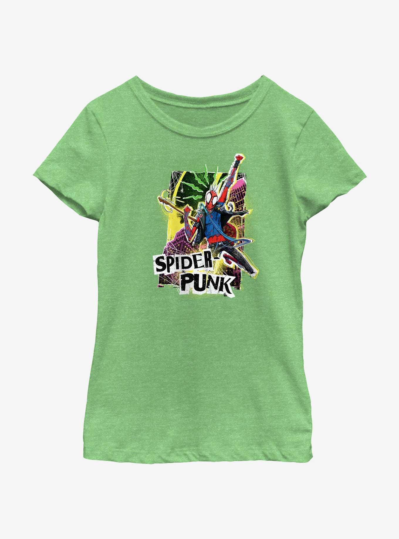 Marvel Spider-Man: Across The Spiderverse Spider-Punk Poster Youth Girls T-Shirt, GRN APPLE, hi-res