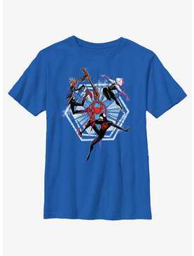Marvel Spider-Man: Across The Spiderverse Trio Badge Spider-Punk Miles Morales Spider-Gwen Youth T-Shirt, , hi-res