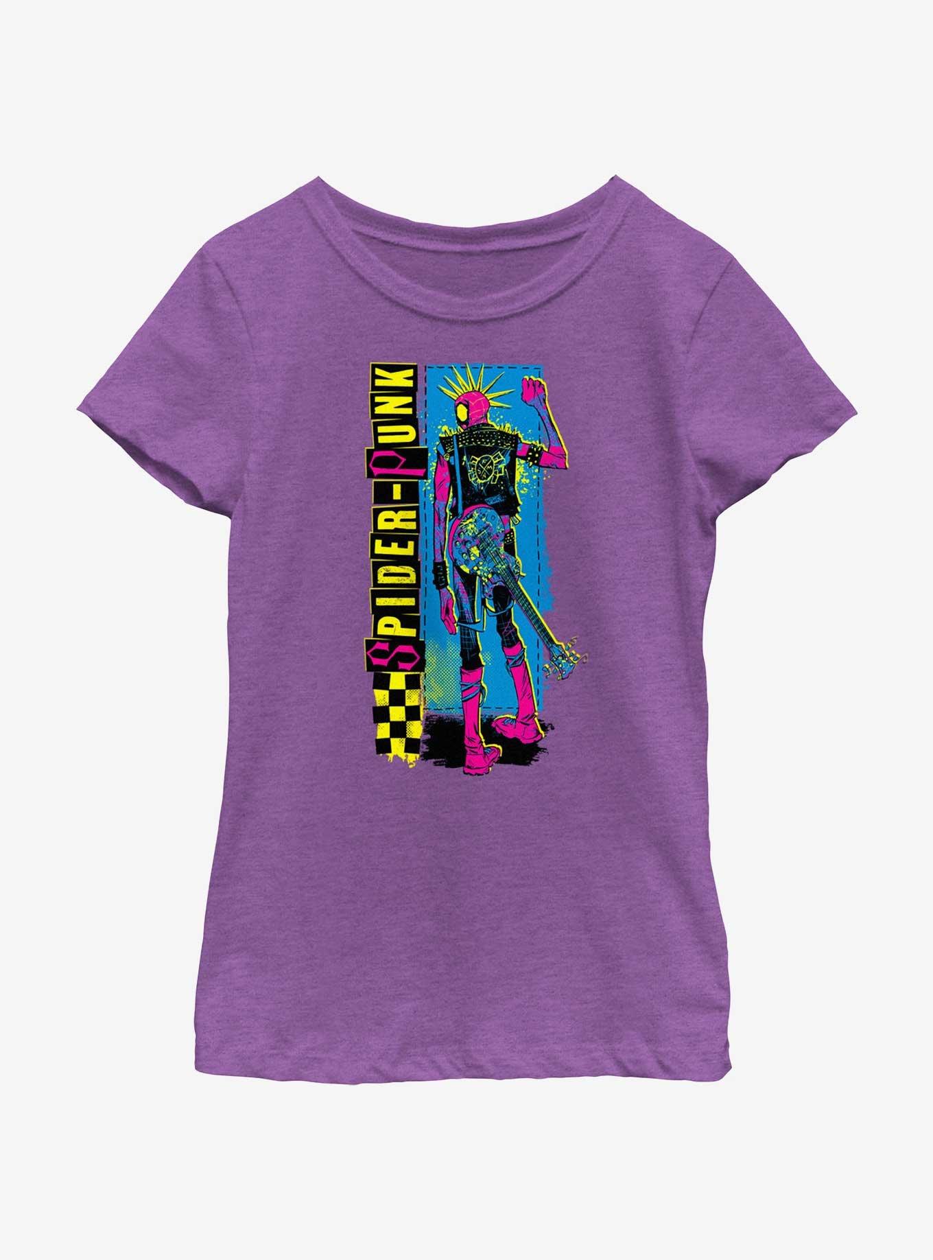Marvel Spider-Man: Across The Spiderverse Spider-Punk Poster Youth Girls T-Shirt, image size:1091x1430