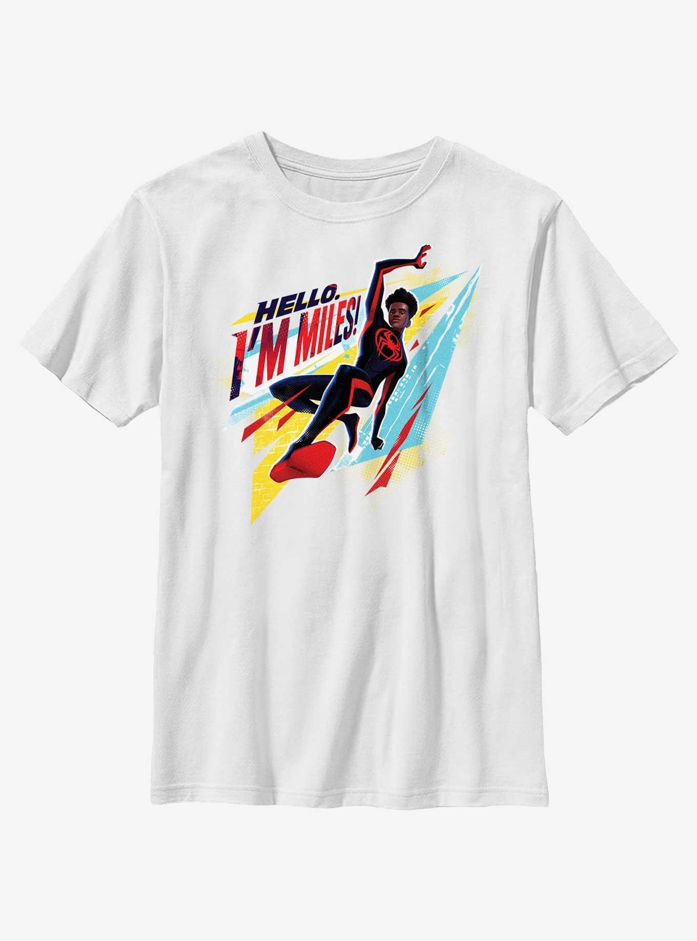 Marvel Spider-Man: Across The Spiderverse Hello I'm Miles Youth T-Shirt, WHITE, hi-res