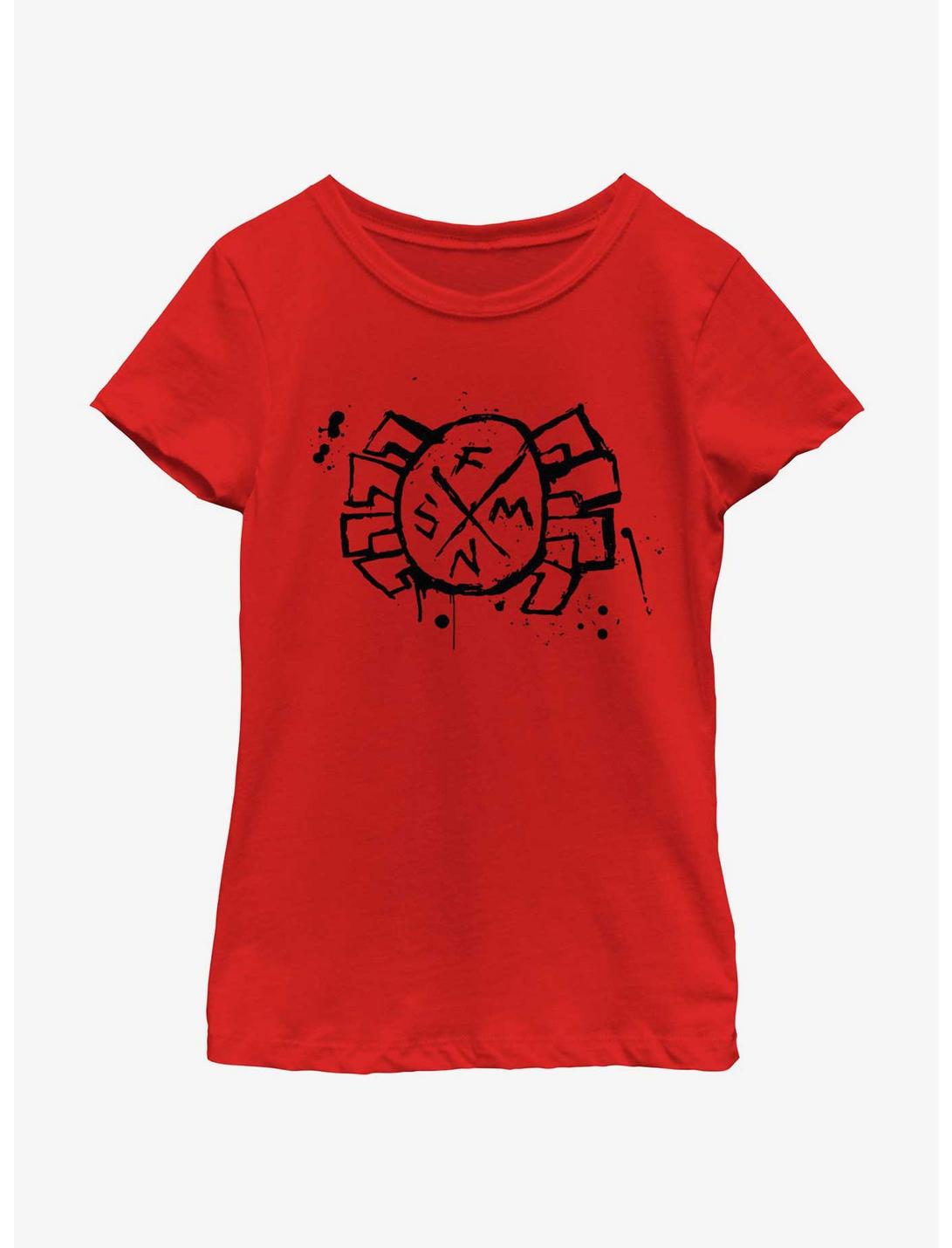 Marvel Spider-Man: Across The Spiderverse Spider-Punk Logo Youth Girls T-Shirt, RED, hi-res
