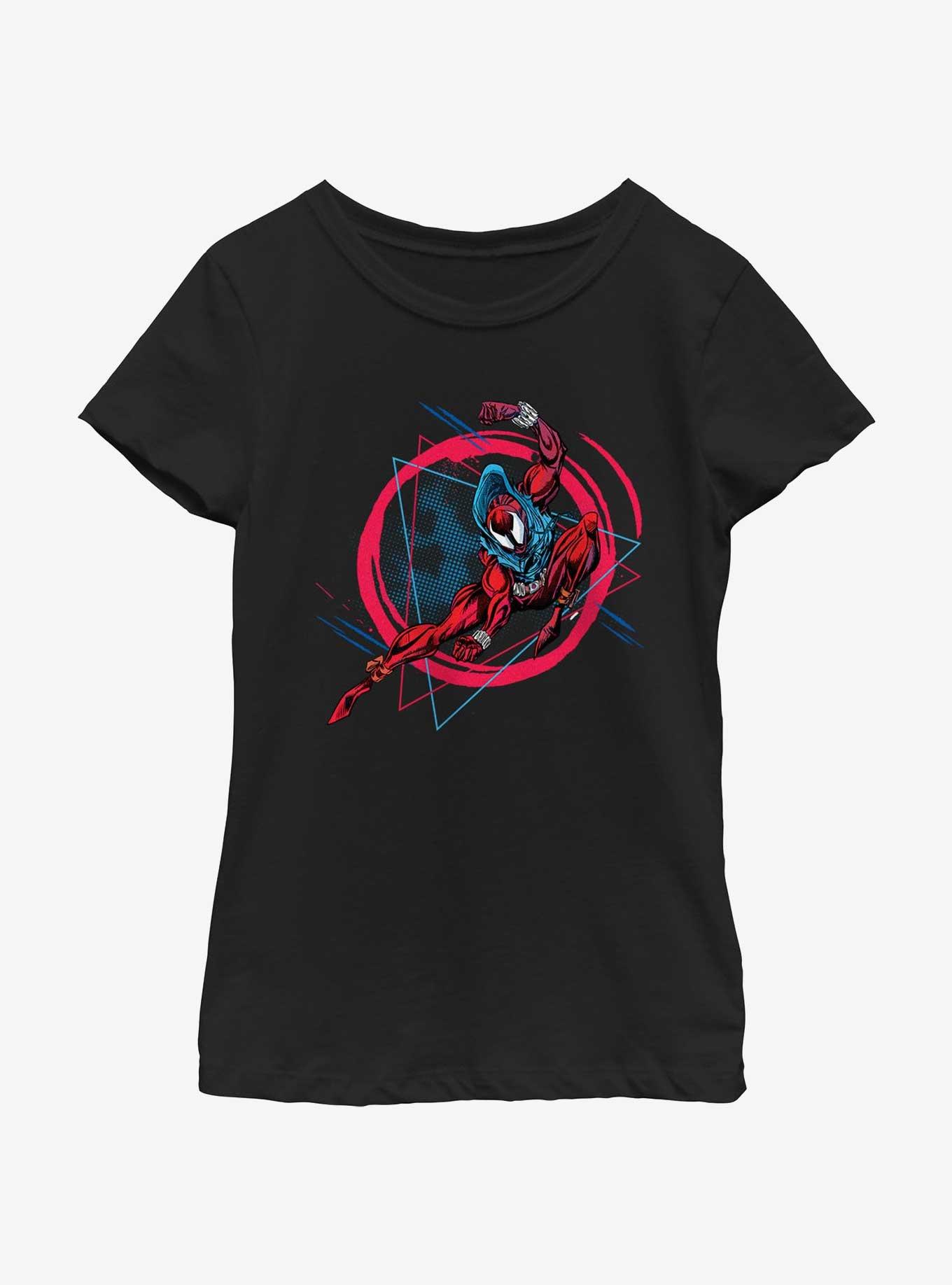 Marvel Spider-Man: Across The Spiderverse Scarlet Spider Badge Youth Girls T-Shirt, BLACK, hi-res