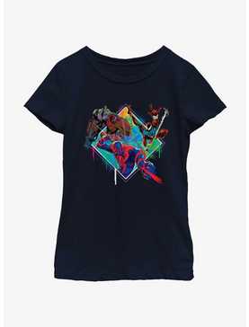 Marvel Spider-Man: Across The Spiderverse Trio Cyborg Scarlet Spider and Miguel O'Hara Badge Youth Girls T-Shirt, , hi-res
