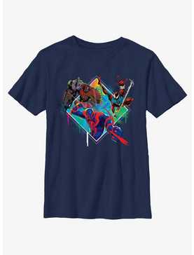 Marvel Spider-Man: Across The Spiderverse Trio Cyborg Scarlet Spider and Miguel O'Hara Badge Youth T-Shirt, , hi-res