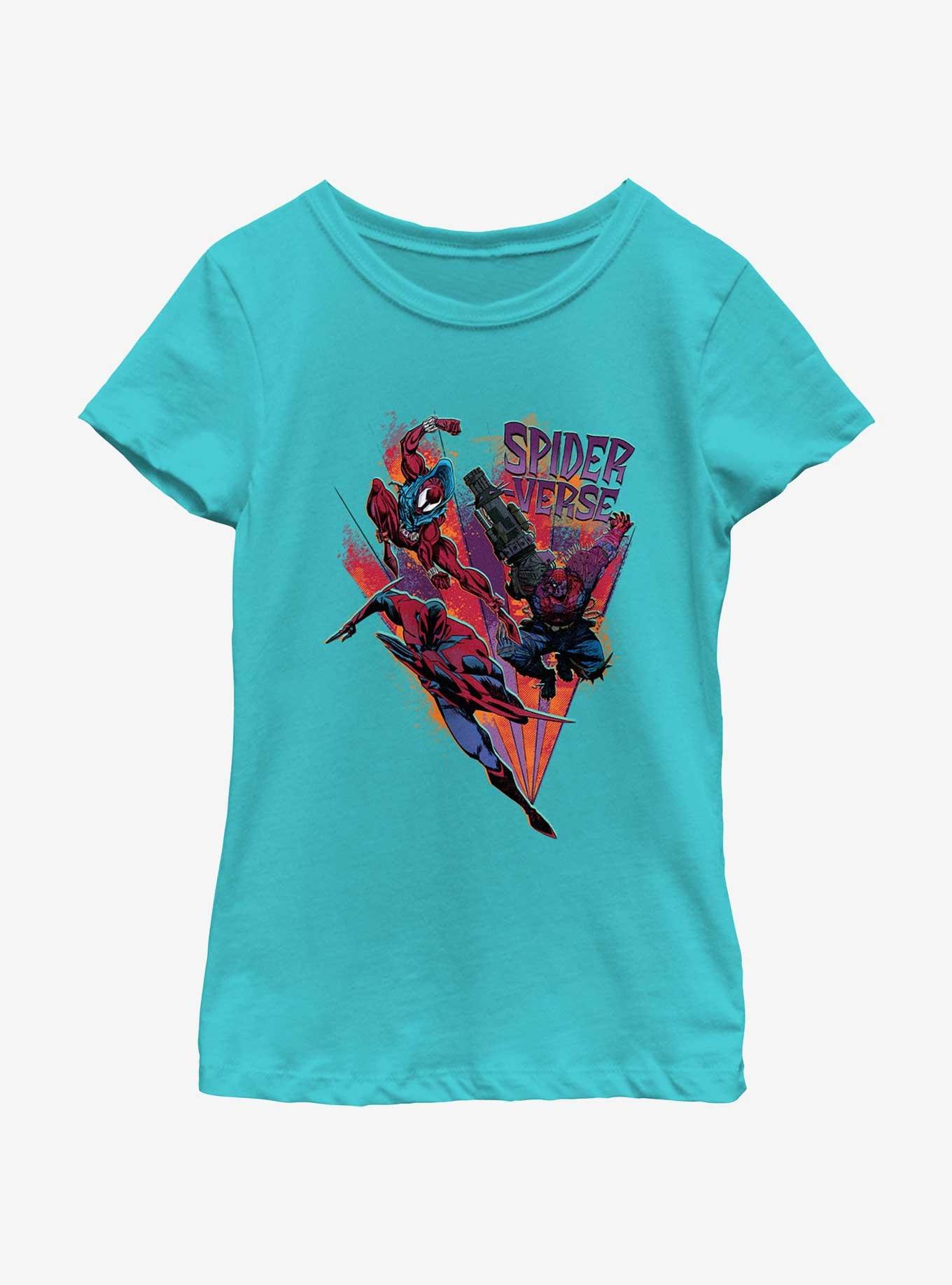 Marvel Spider-Man: Across The Spiderverse Trio Badge Youth Girls T-Shirt, TAHI BLUE, hi-res