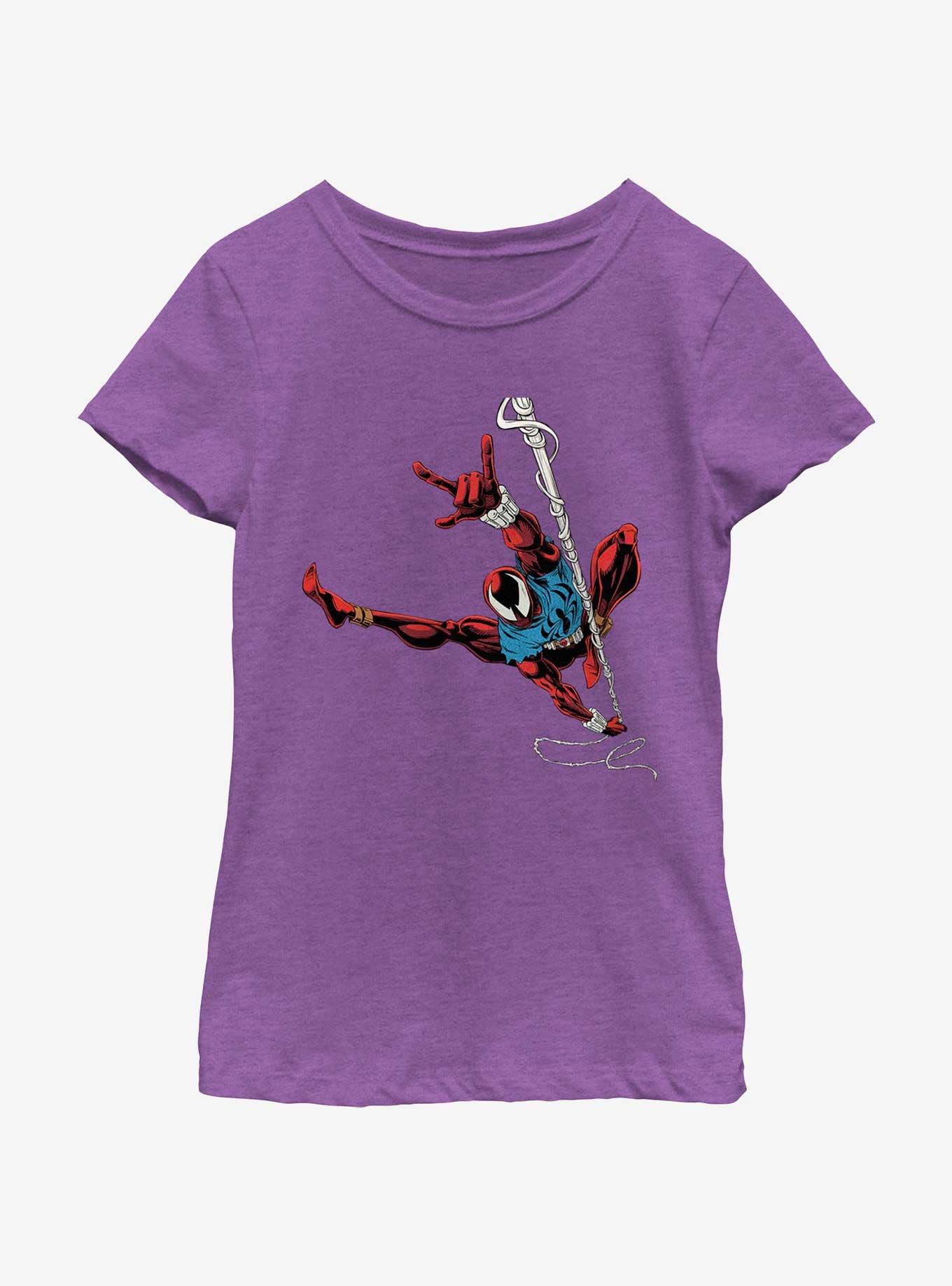 Marvel Spider-Man: Across The Spiderverse Spider Scarlet Pose Youth Girls T-Shirt, PURPLE BERRY, hi-res