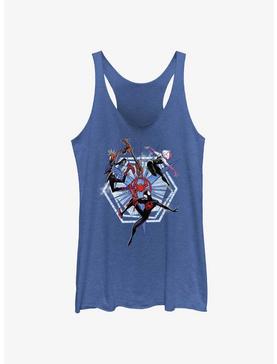 Marvel Spider-Man: Across The Spiderverse Trio Badge Spider-Punk Miles Morales Spider-Gwen Womens Tank Top, , hi-res
