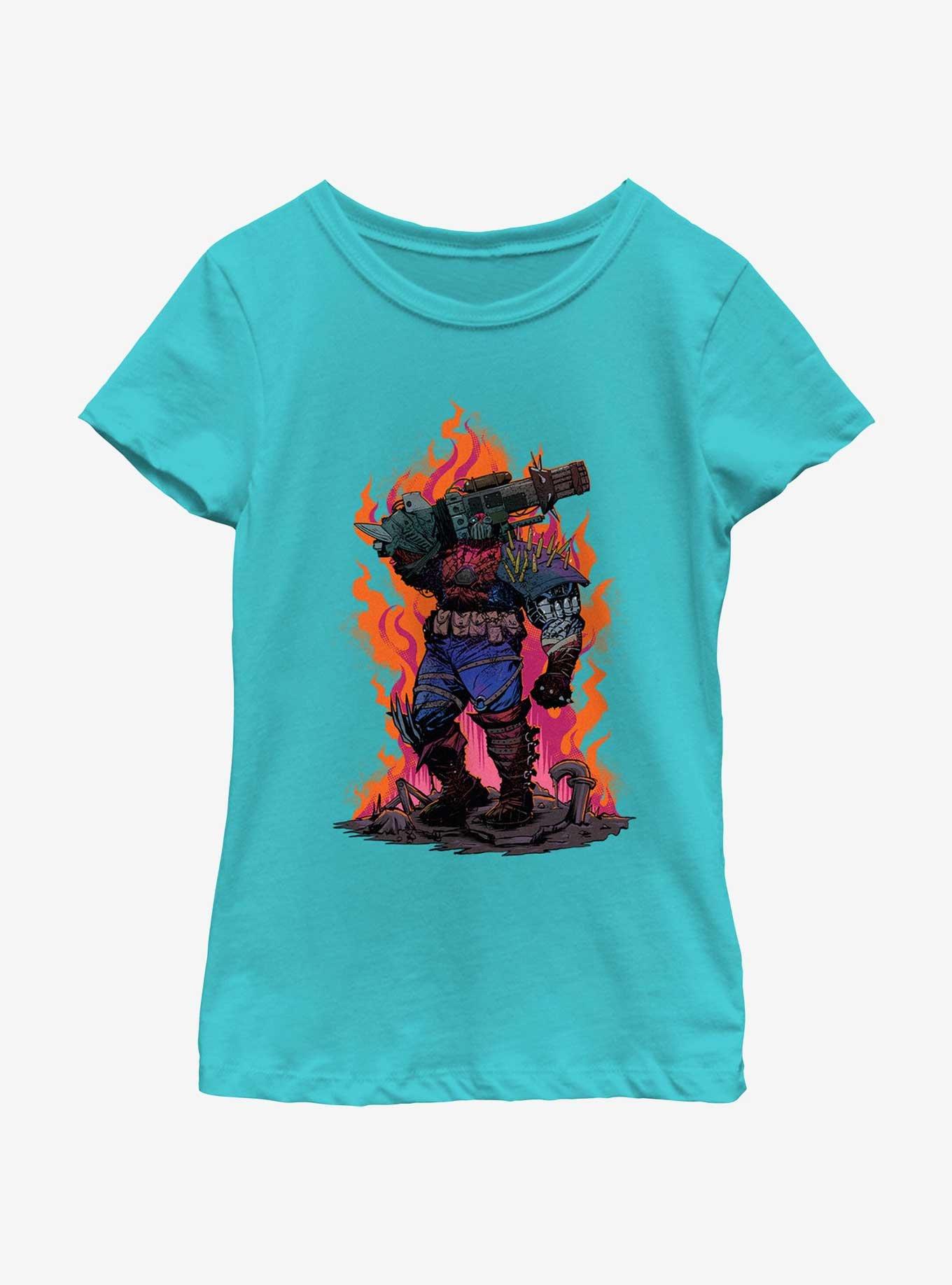 Marvel Spider-Man: Across The Spiderverse Cyborg Rising Flames Youth Girls T-Shirt, TAHI BLUE, hi-res