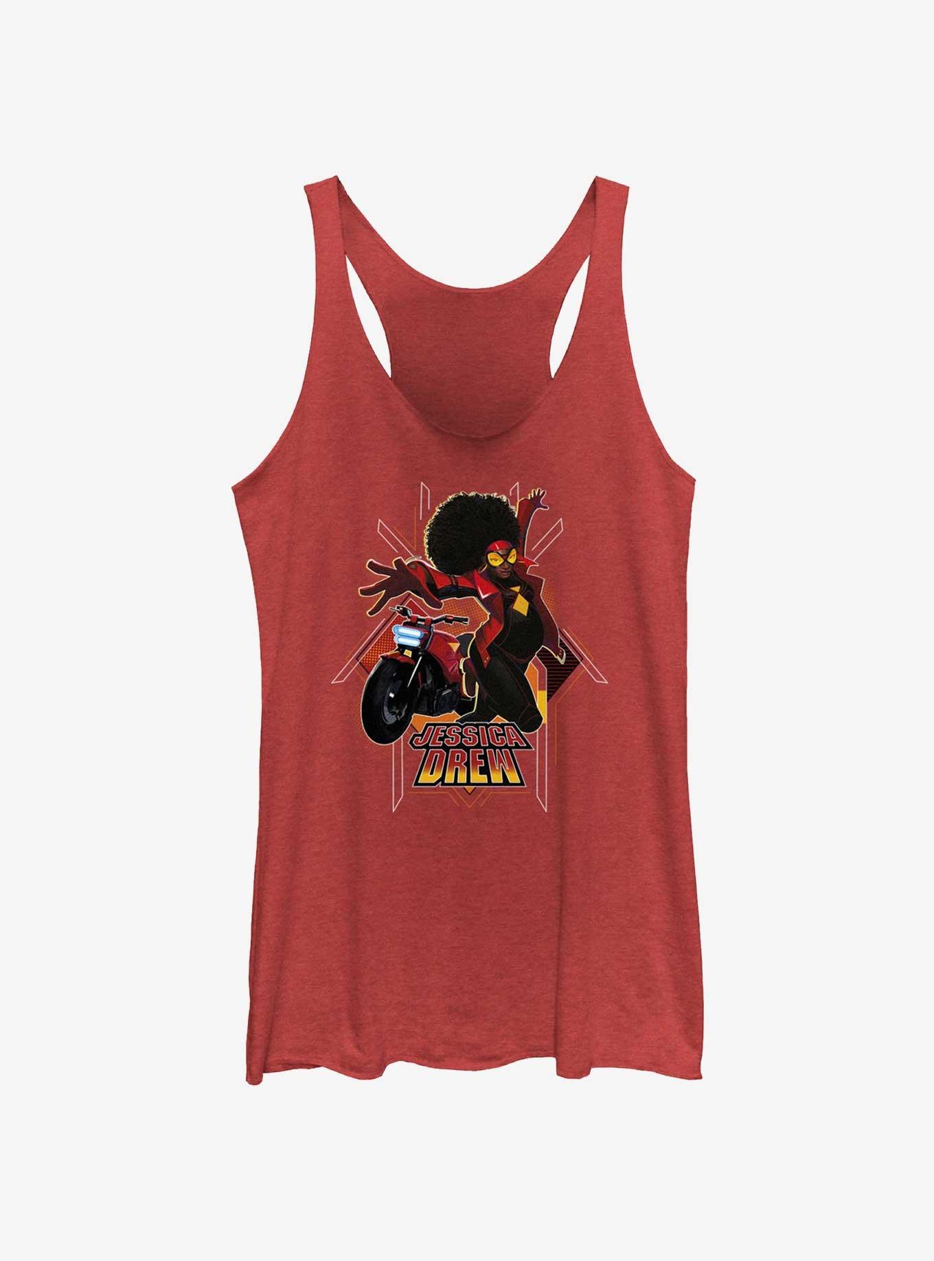 Marvel Spider-Man: Across The Spiderverse Jessica Drew Poster Womens Tank Top, RED HTR, hi-res