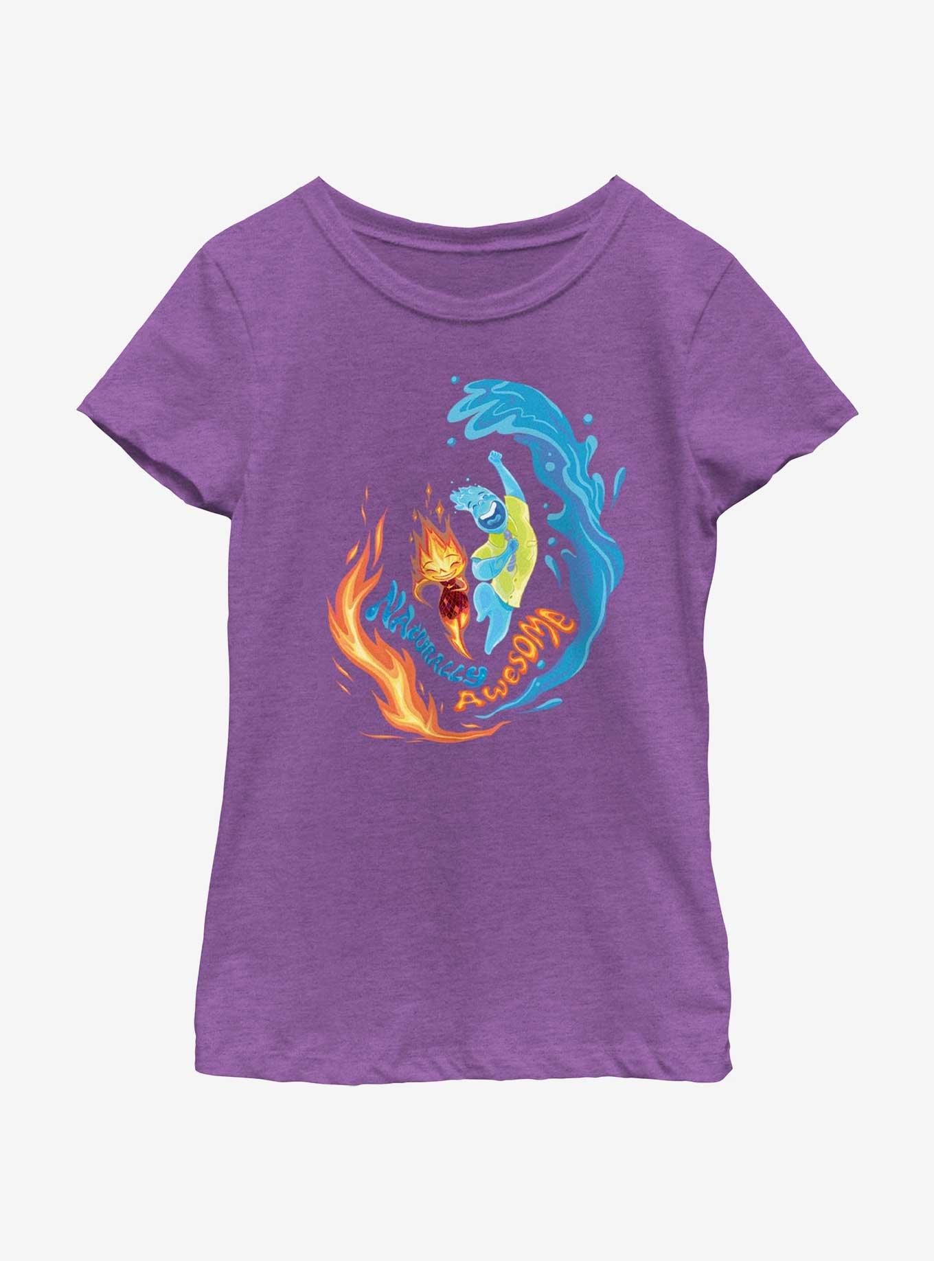 Disney Pixar Elemental Naturally Awesome Ember & Wade Youth Girls T-Shirt, PURPLE BERRY, hi-res