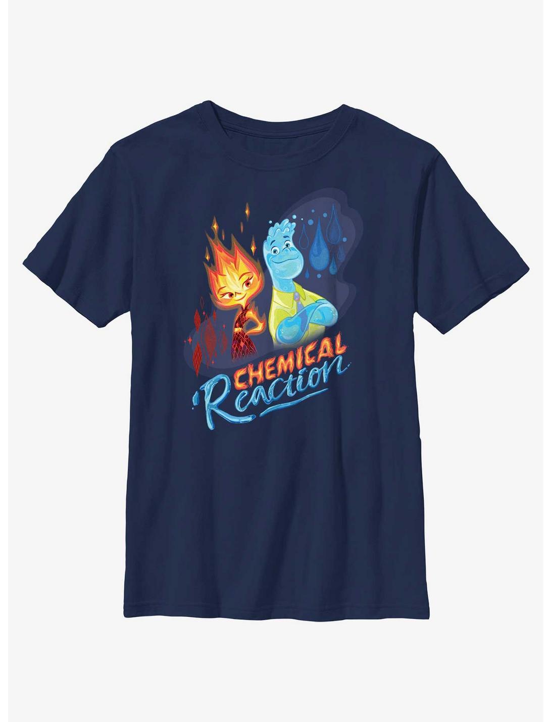 Disney Pixar Elemental Chemical Reaction Ember & Wade Youth T-Shirt, NAVY, hi-res
