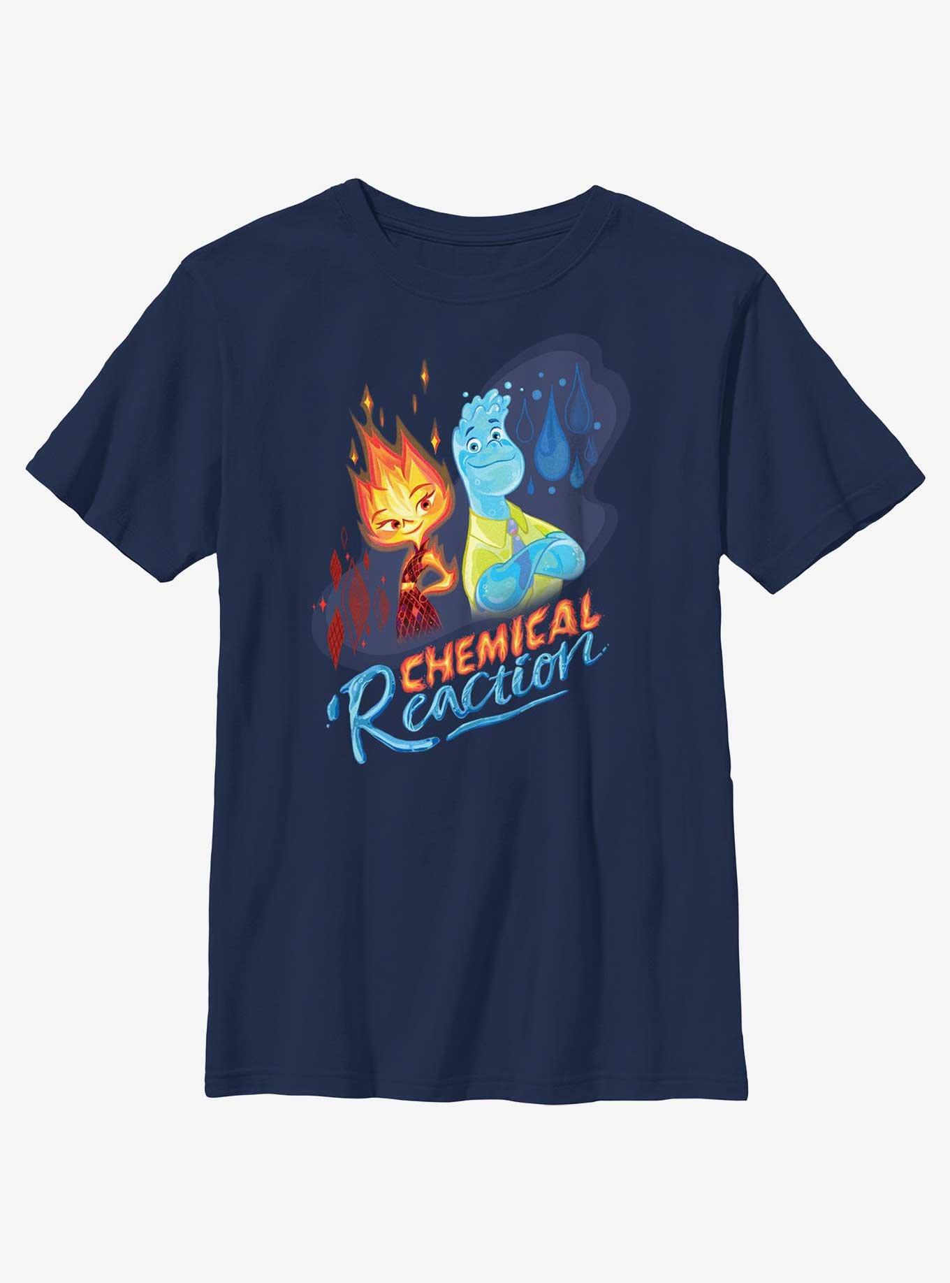 Disney Pixar Elemental Chemical Reaction Ember & Wade Youth T-Shirt, NAVY, hi-res