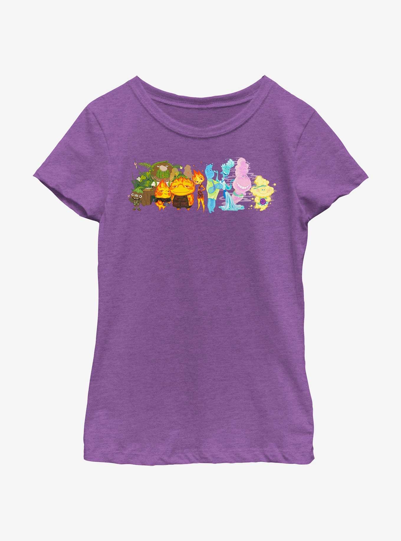 Disney Pixar Elemental Big Groupshot Youth Girls T-Shirt, PURPLE BERRY, hi-res