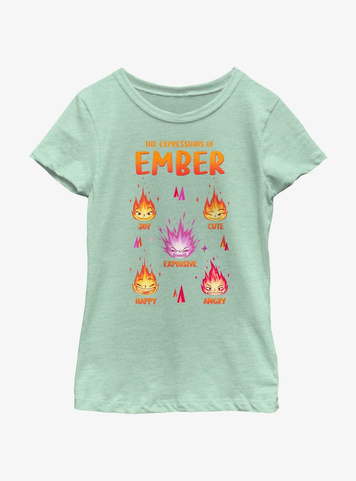 Disney Pixar Elemental Expressions Of Ember Youth Girls T-Shirt, MINT, hi-res