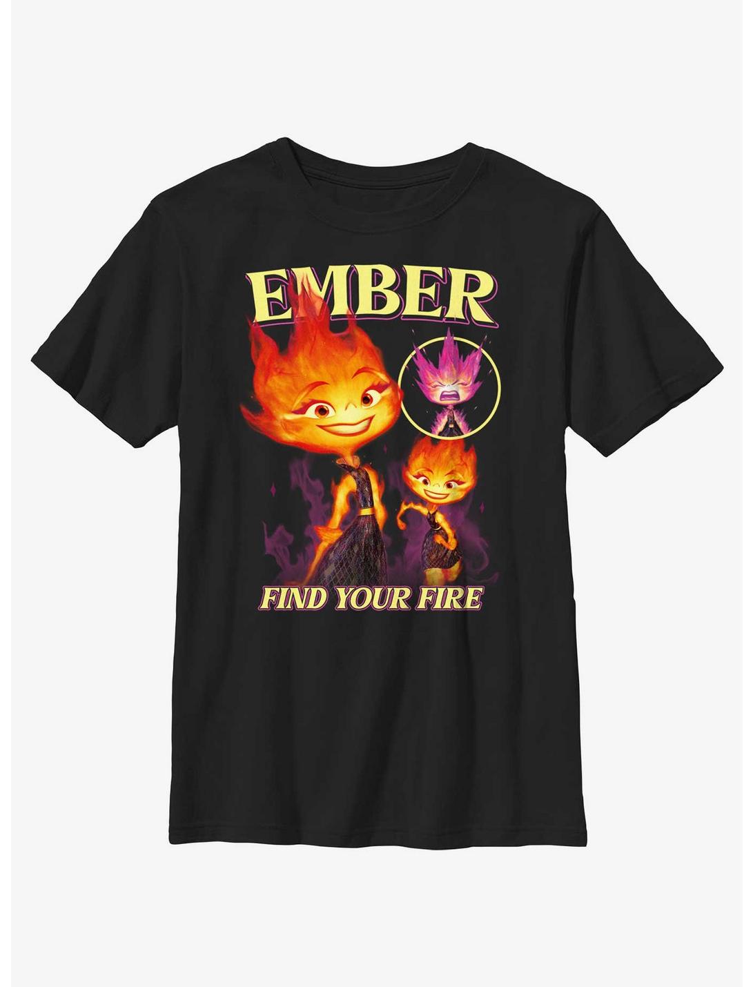 Disney Pixar Elemental Ember Multipose Hero Youth T-Shirt, BLACK, hi-res