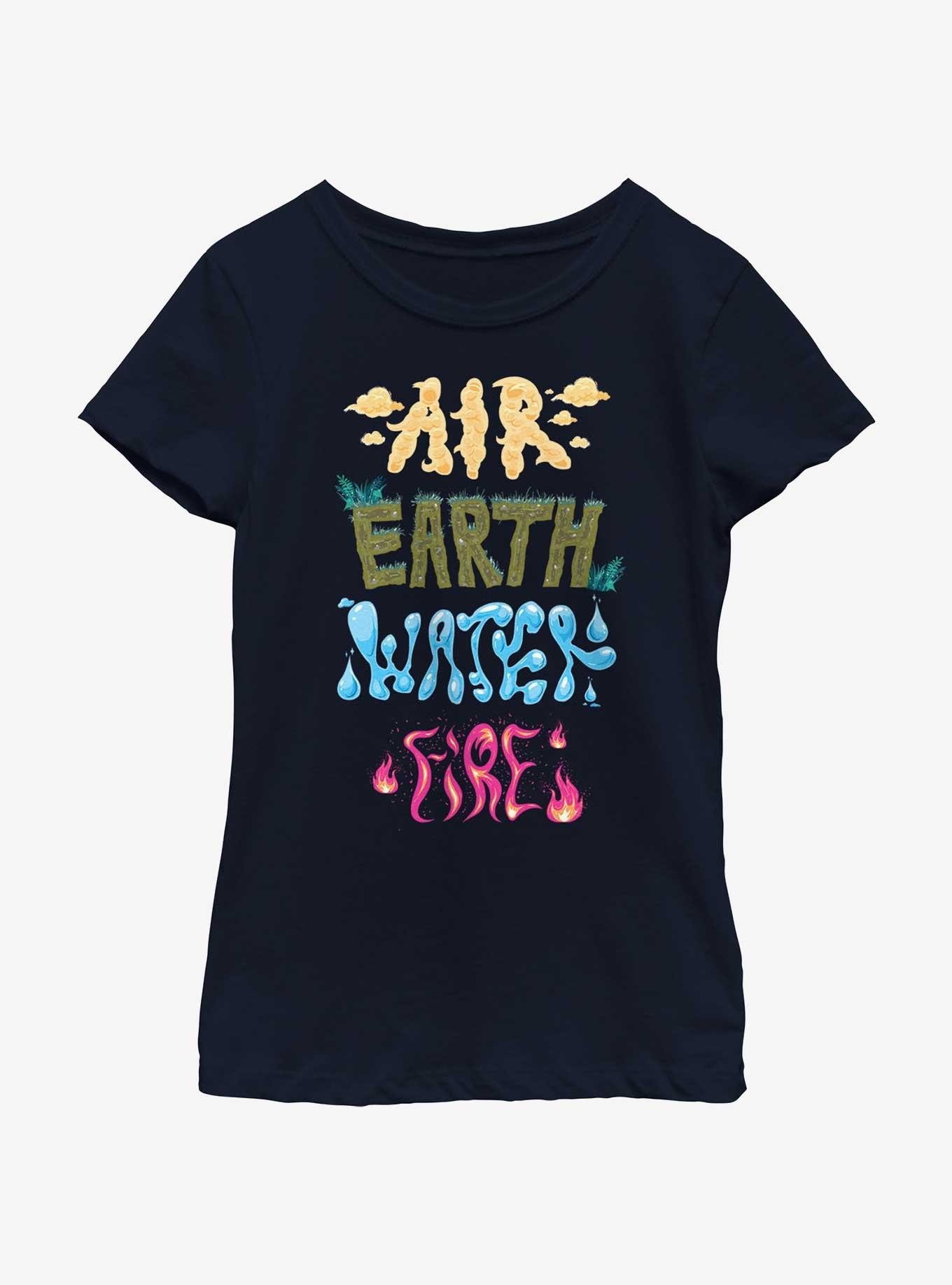 Disney Pixar Elemental Text Stack Youth Girls T-Shirt, NAVY, hi-res