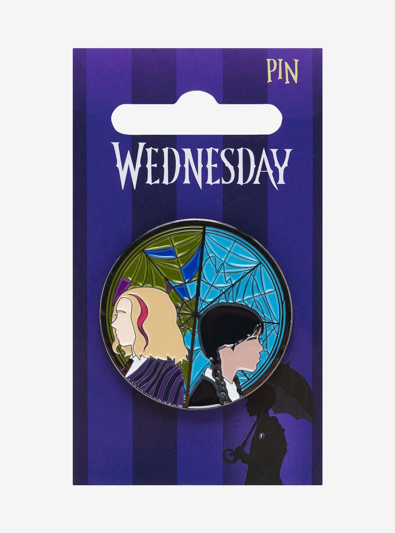 Wednesday Enid & Wednesday Split Portrait Enamel Pin - BoxLunch Exclusive, , hi-res