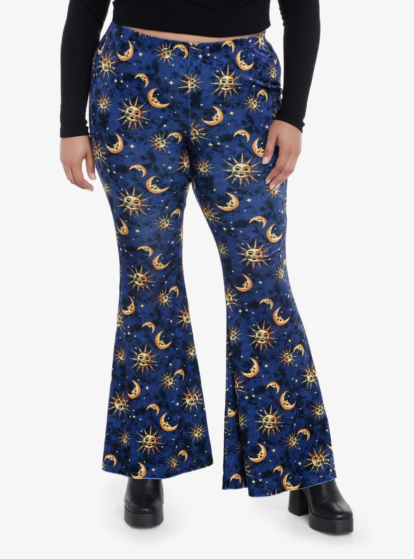 Celestial Velvet Bell Bottom Leggings Plus Size, , hi-res