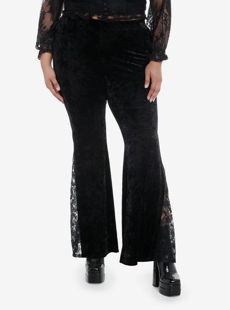 Black Velvet Lace Bell Bottom Leggings Plus Size Hot Topic