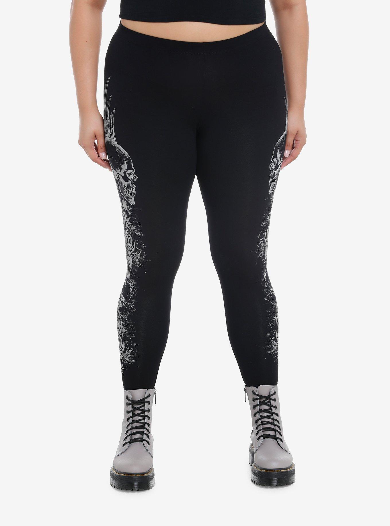 Hot Topic Social Collision Translucent Damask Velvet Flare Leggings Plus