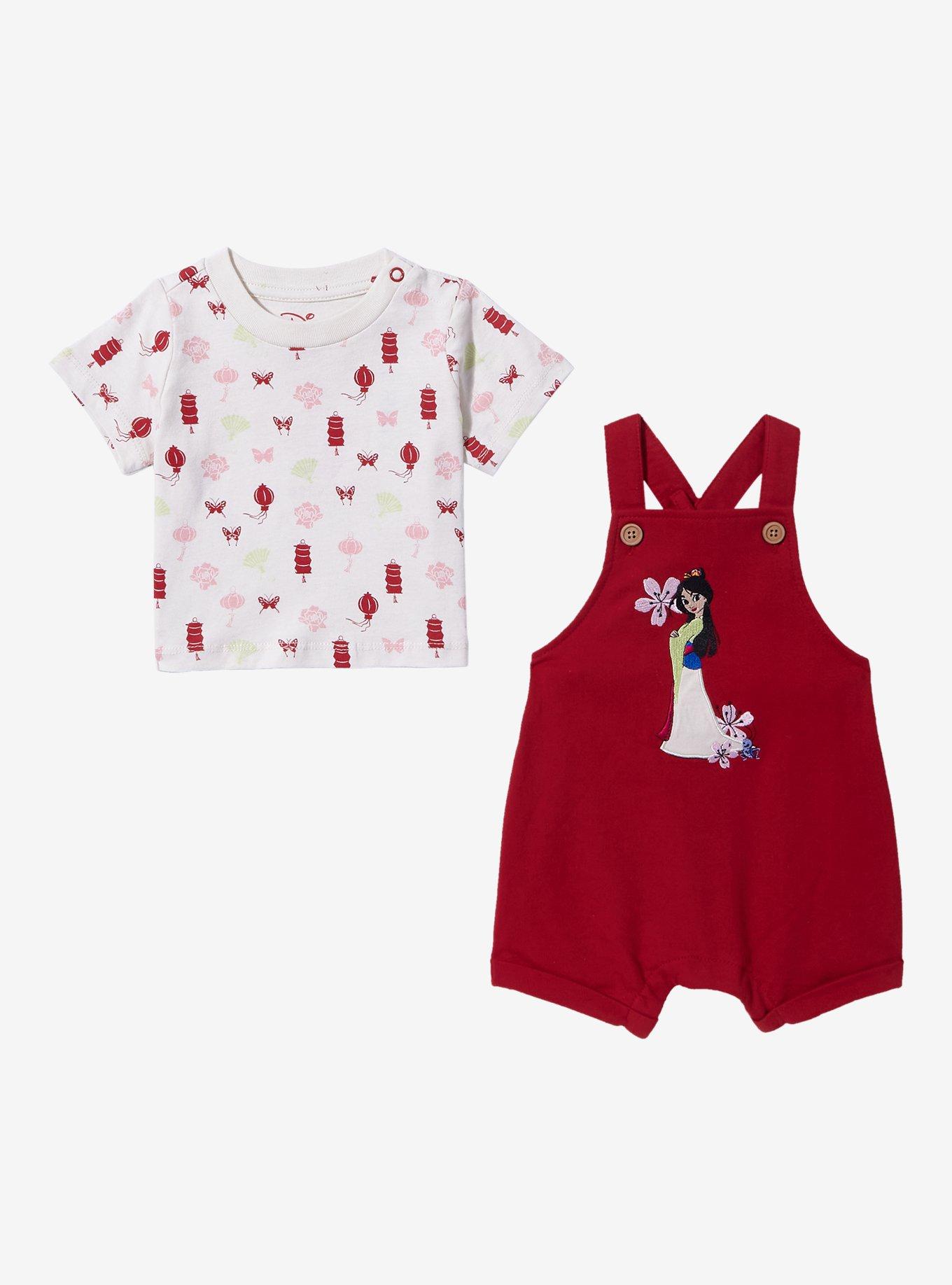 Our Universe Disney Mulan Infant Overall Set - BoxLunch Exclusive, RED, hi-res