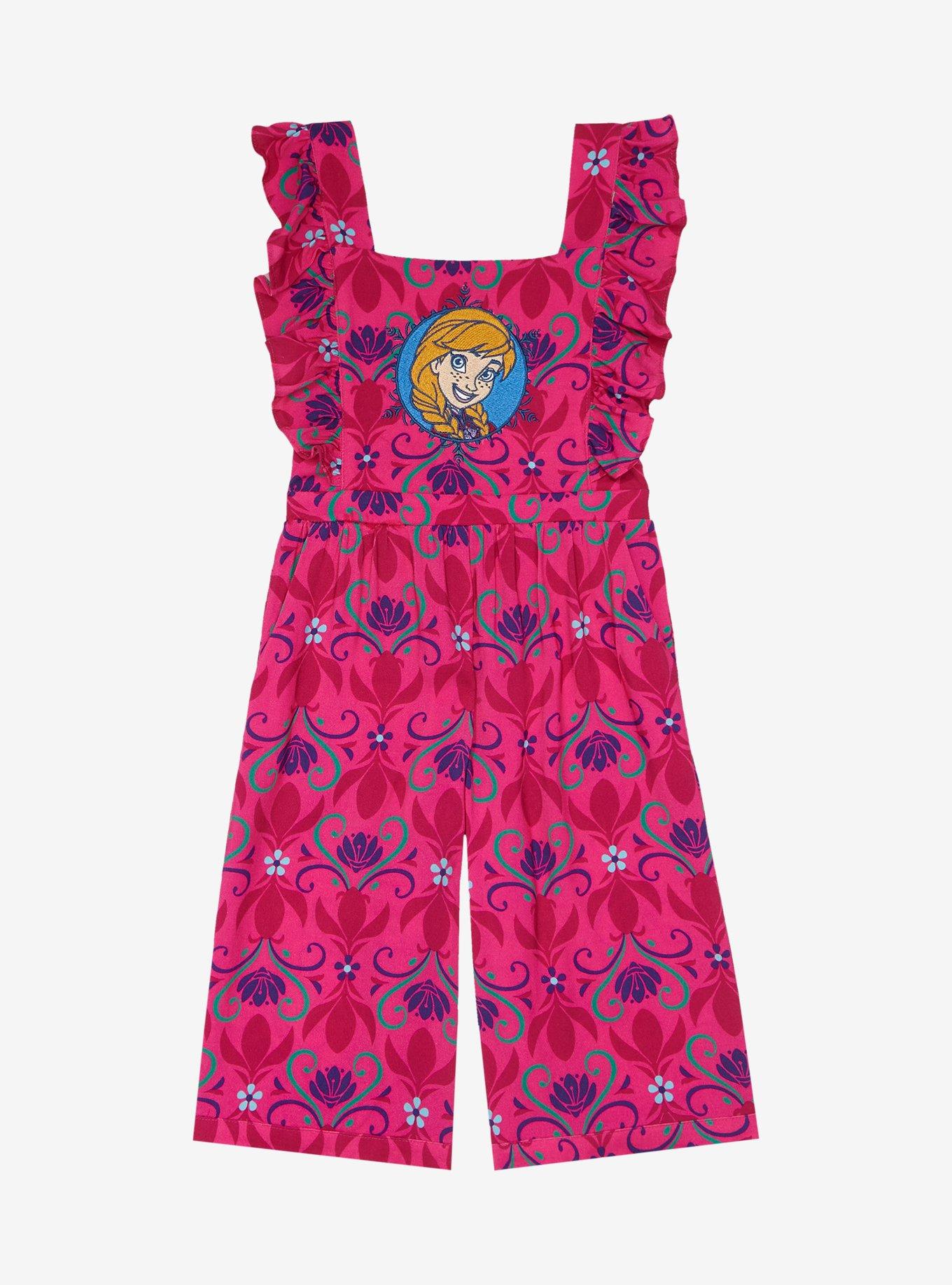 Disney Frozen Anna Allover Print Toddler Ruffle Romper - BoxLunch Exclusive, MULTI, hi-res