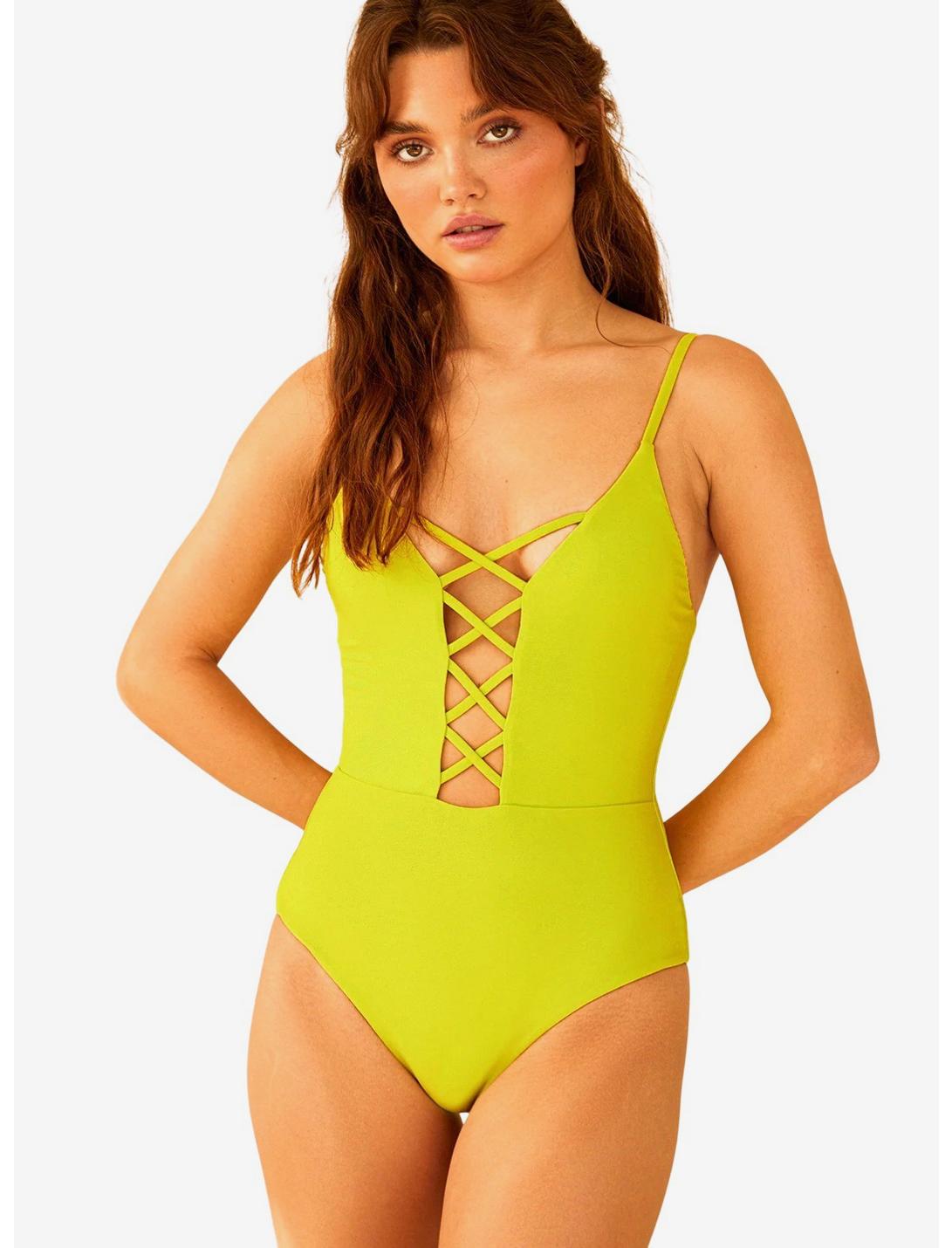 Dippin' Daisy's Bliss Swim One Piece Lime Sorbet Green, LIME, hi-res