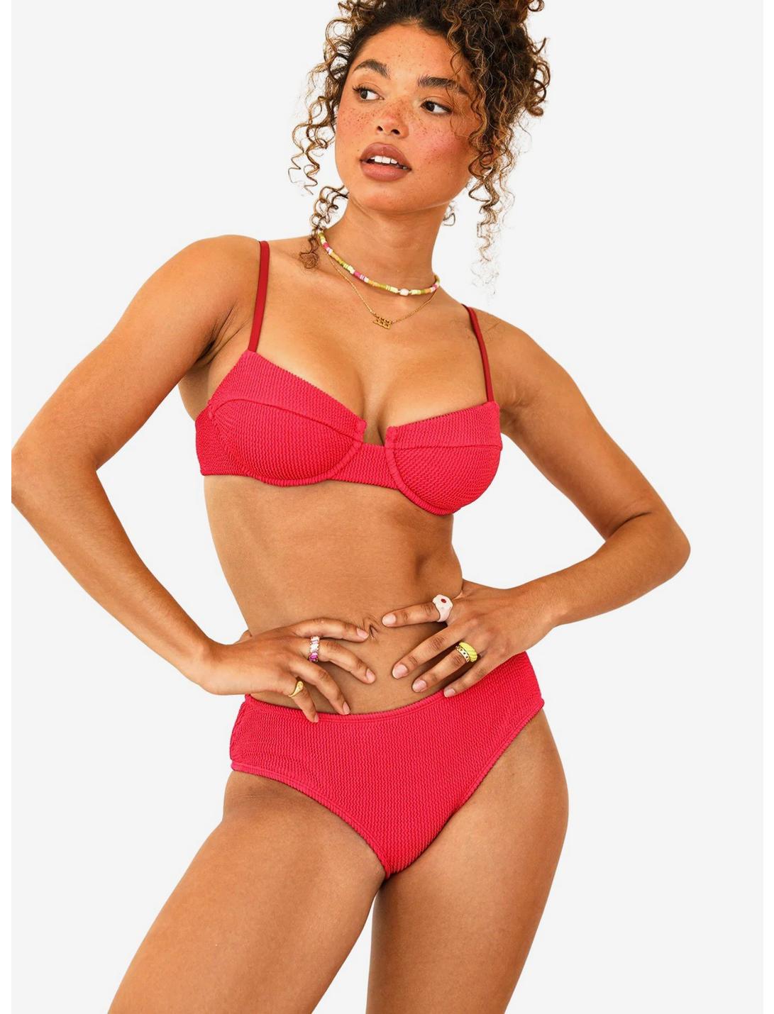 Dippin' Daisy's Gigi Swim Top Sunset Glow Red, RED, hi-res