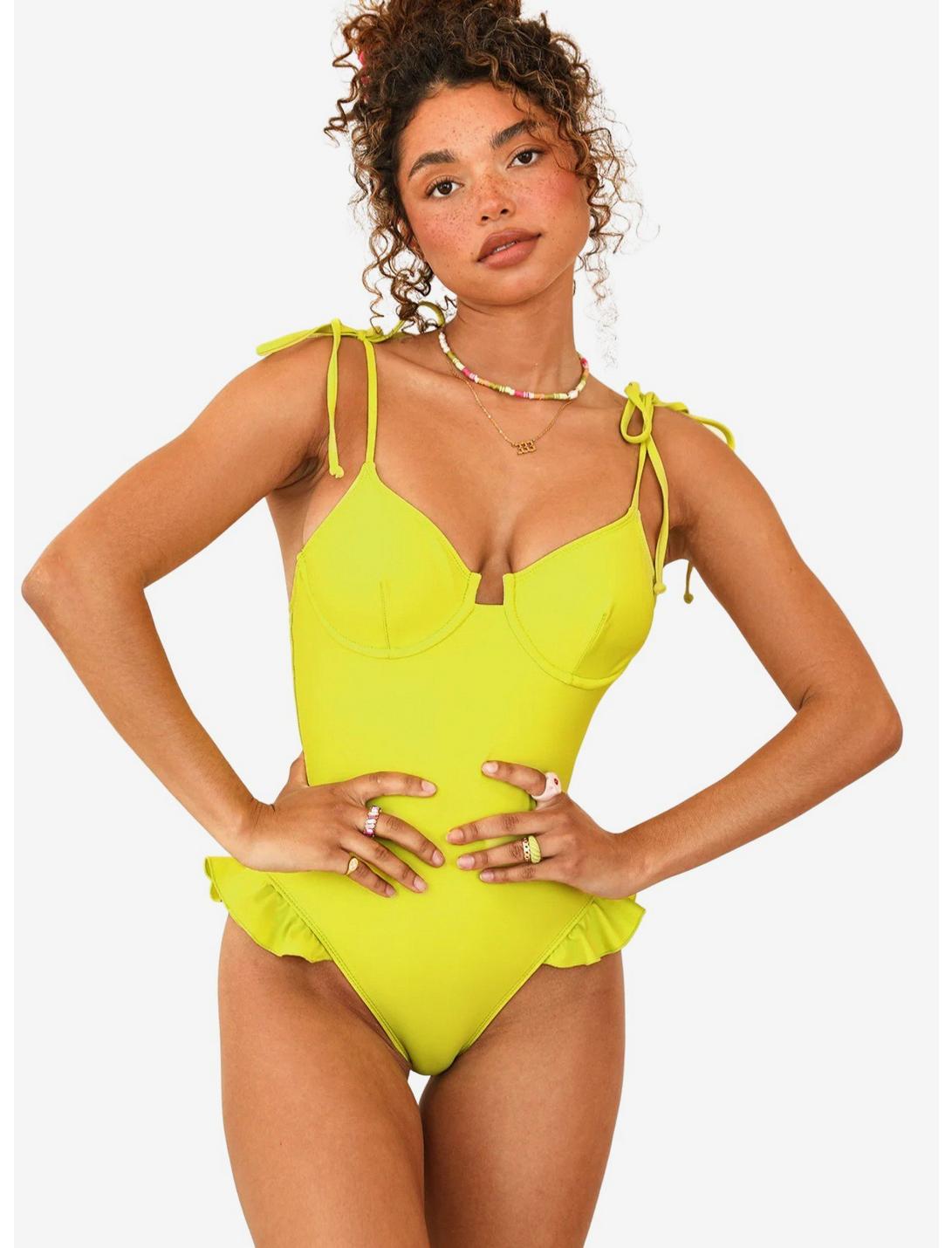 Dippin' Daisy's Angelic Swim One Piece Lime Sorbet Green, LIME, hi-res