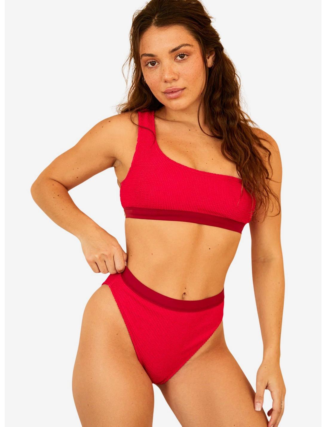 Dippin' Daisy's Ultra Swim Bottom Sunset Glow Red, RED, hi-res