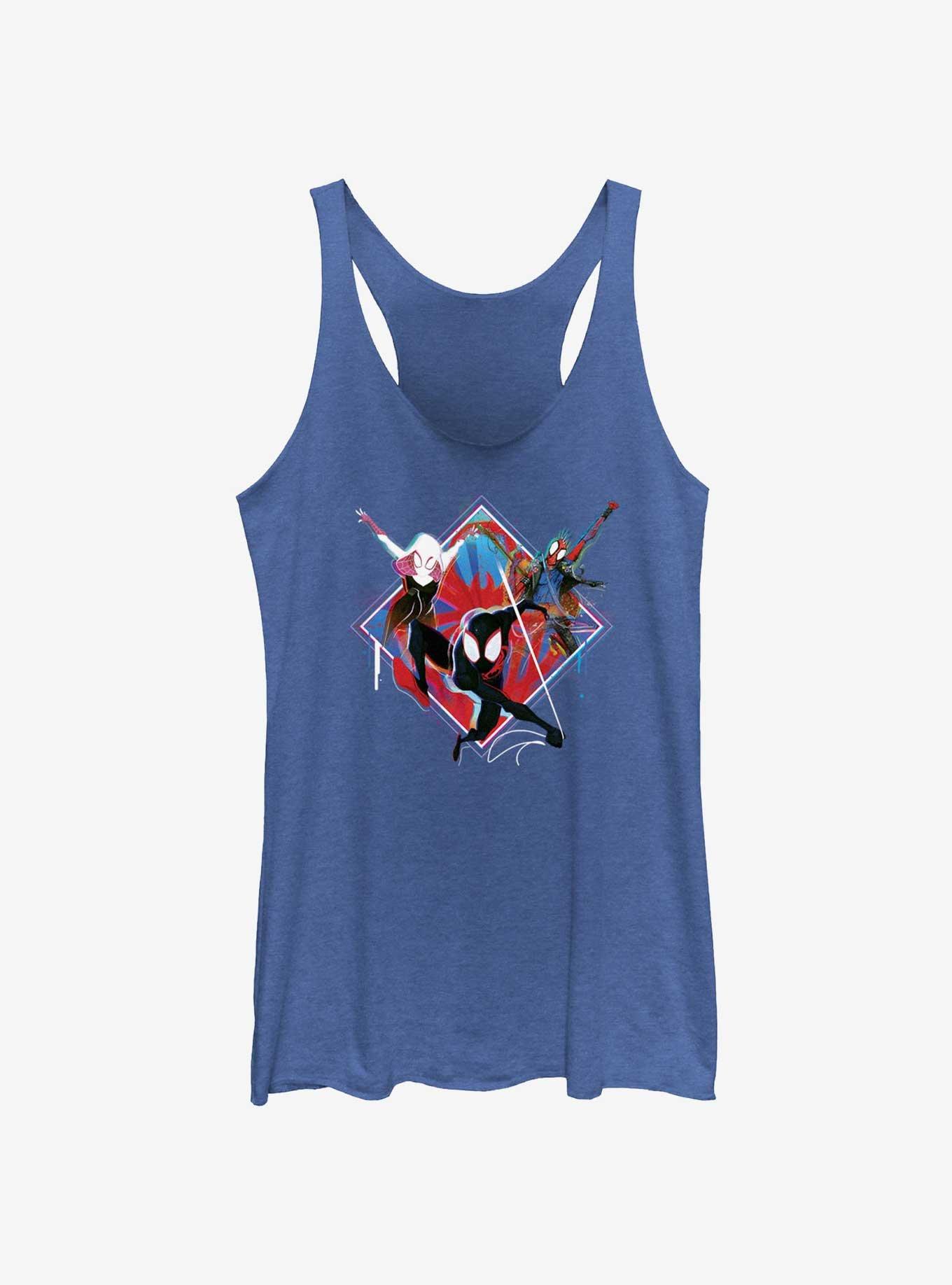 Marvel Spider-Man: Across The Spiderverse Trio Spider-Gwen Miles Morales and Spider-Punk Womens Tank Top, ROY HTR, hi-res