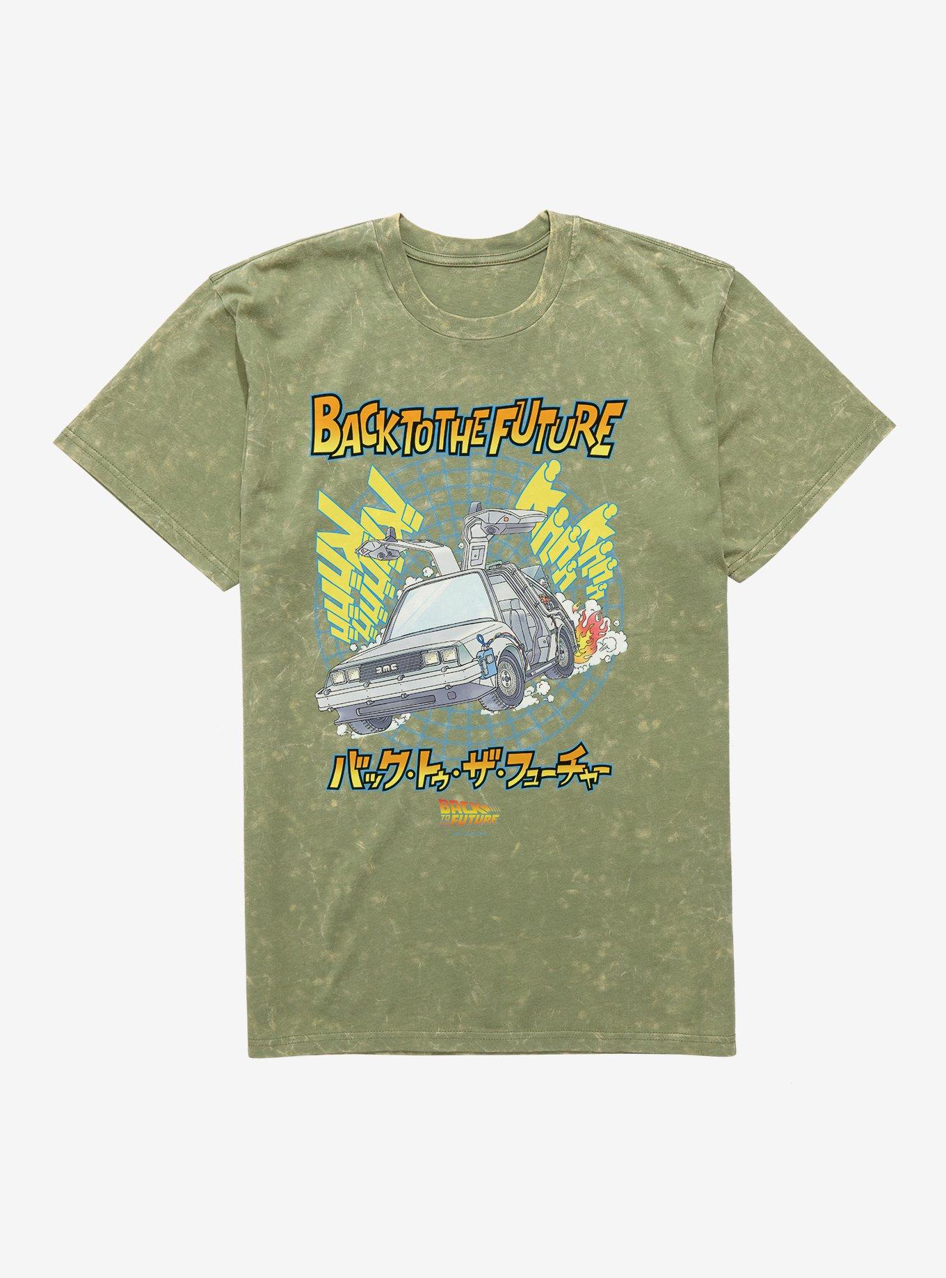 Back To The Future Anime 88MPH Mineral Wash T-Shirt, MILITARY GREEN MINERAL WASH, hi-res