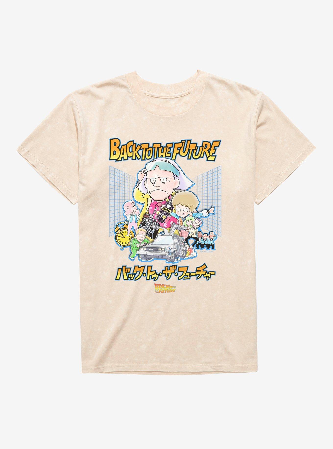 Back To The Future Anime Collage Mineral Wash T-Shirt, NATURAL MINERAL WASH, hi-res