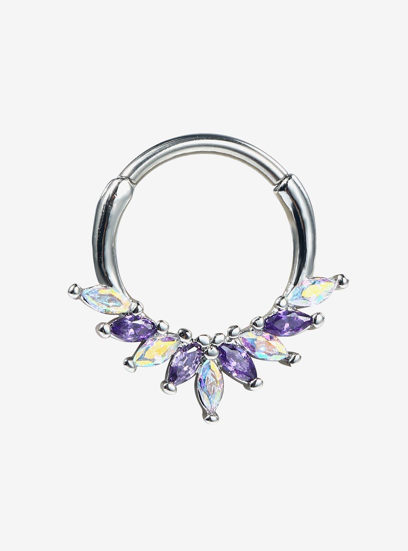 Steel Purple Marquise Hinged Clicker, , hi-res