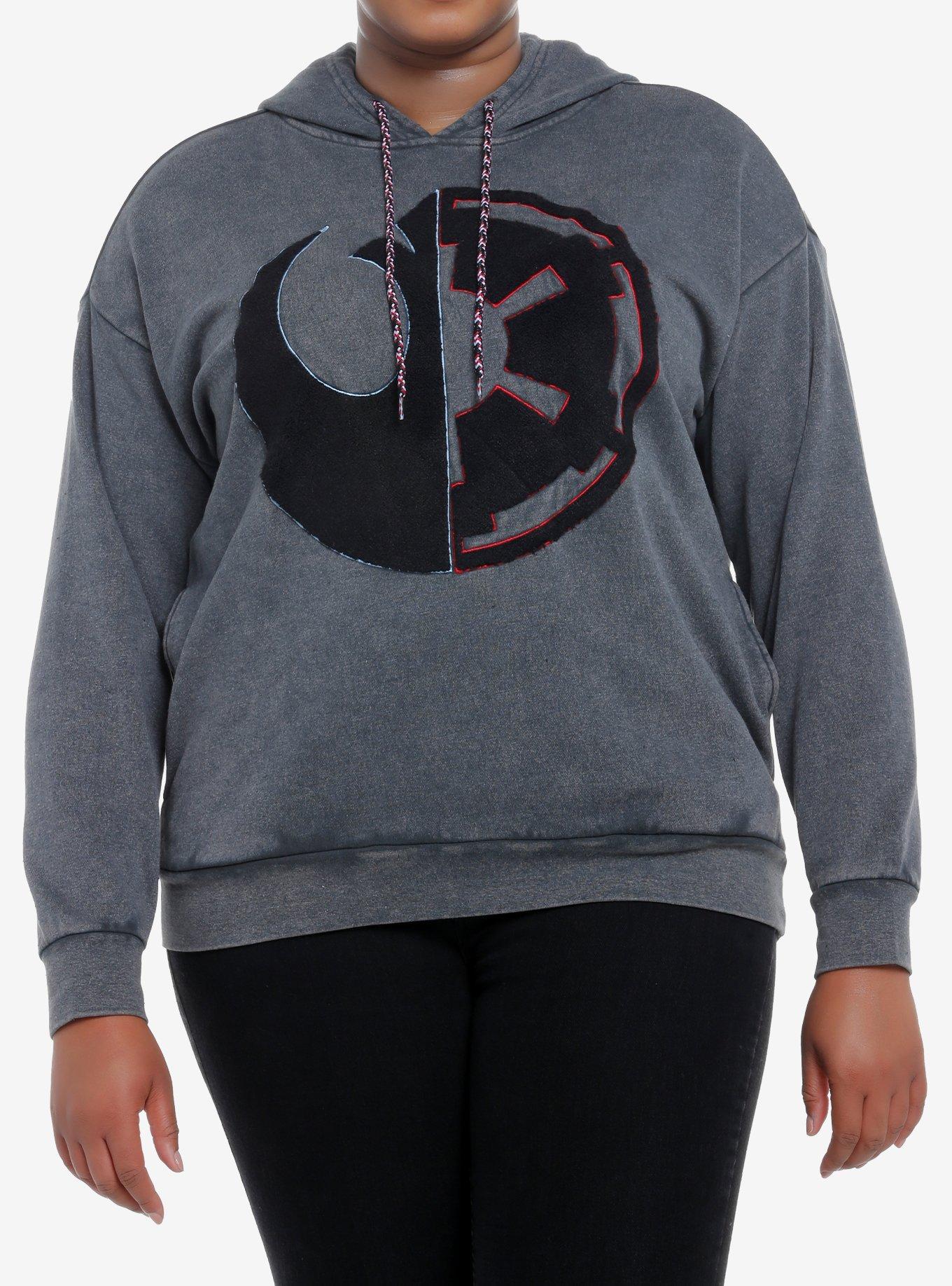 Her Universe Star Wars Rebel Empire Split Hoodie Plus Size Her Universe Exclusive, ACID BLACK, hi-res