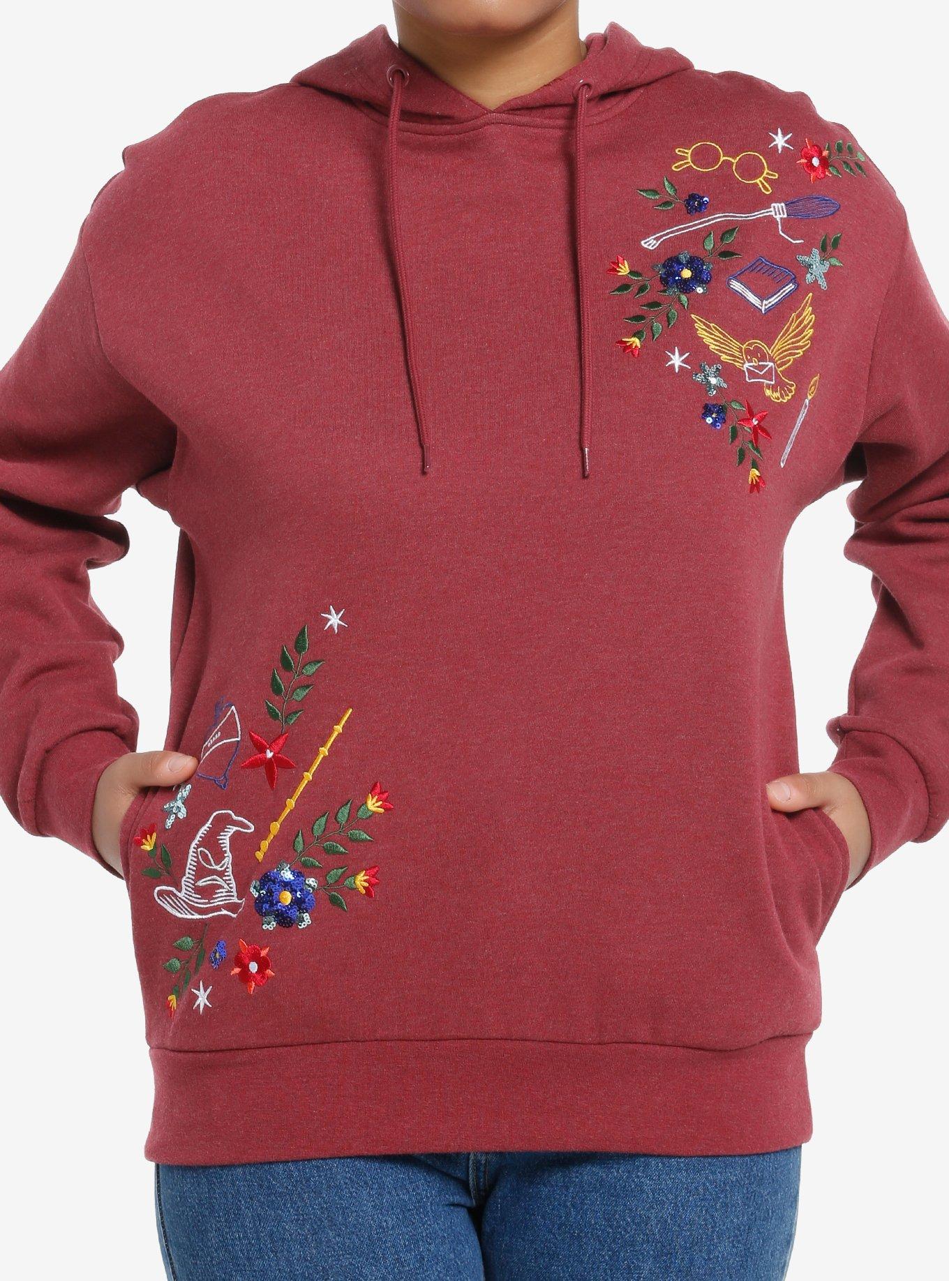 Her Universe Harry Potter Floral Icons Hoodie Her Universe Exclusive, BRICK, hi-res