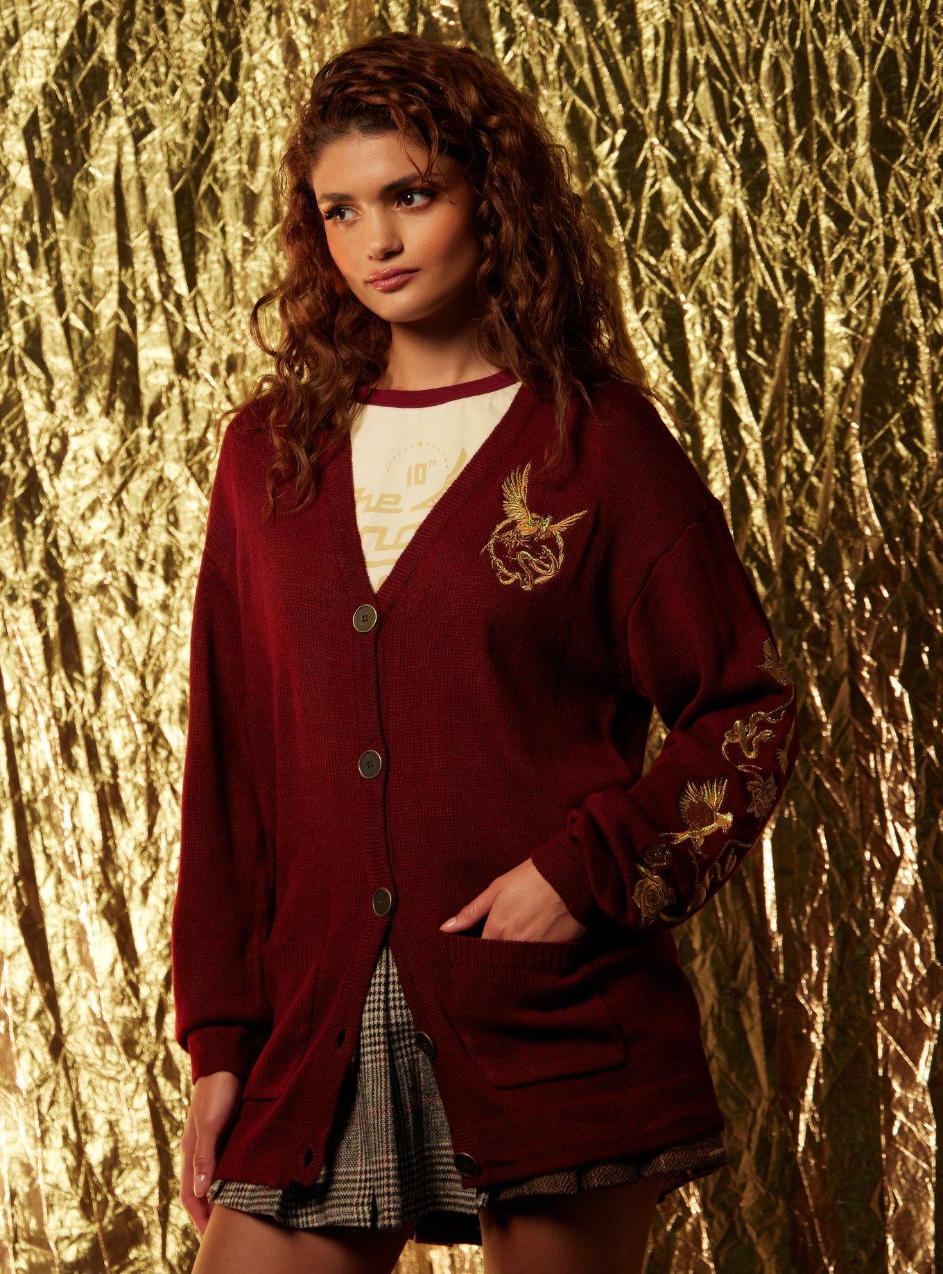 The Hunger Games: The Ballad Of Songbirds & Snakes Embroidered Cardigan, BURGUNDY, hi-res