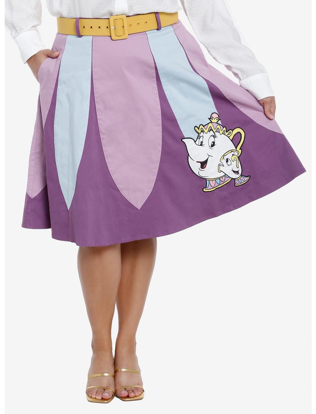 Her Universe Beauty And The Beast Mrs. Potts & Chip Retro Skirt Plus Size Her Universe Exclusive, PURPLE, hi-res