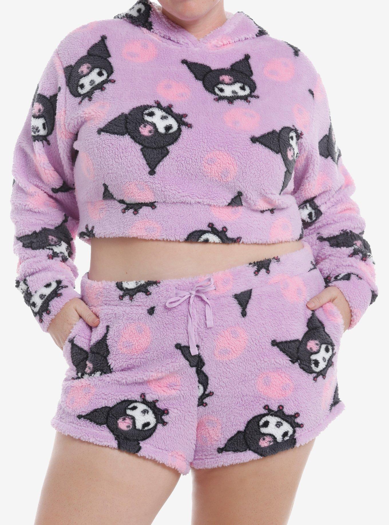 Kuromi And Skulls Allover Print Sherpa Girls Lounge Set Plus Size Hot Topic 0713