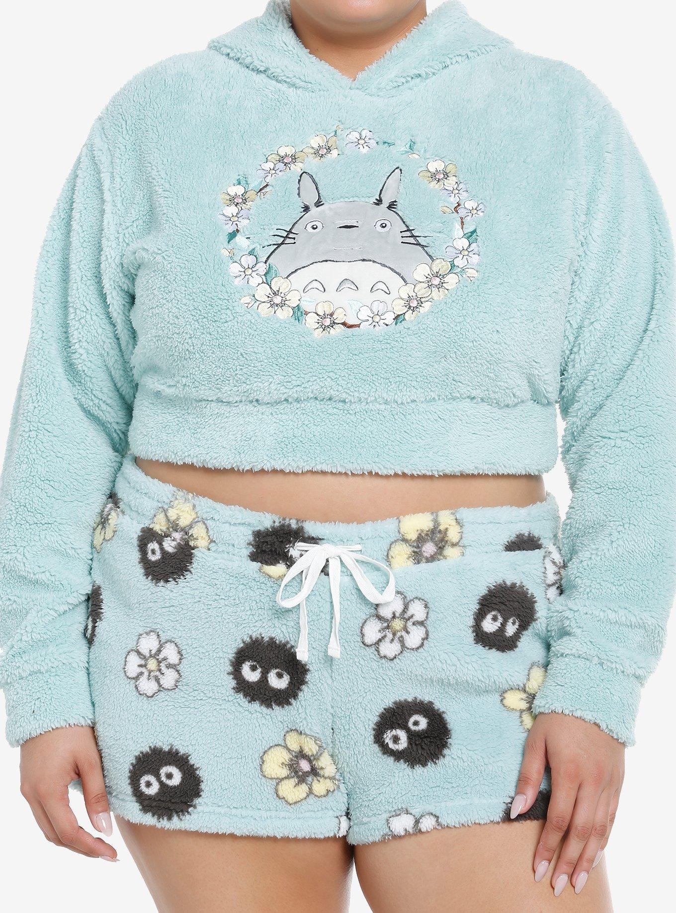 Studio Ghibli My Neighbor Totoro Floral Sherpa Girls Lounge Set Plus Size, PINK, hi-res