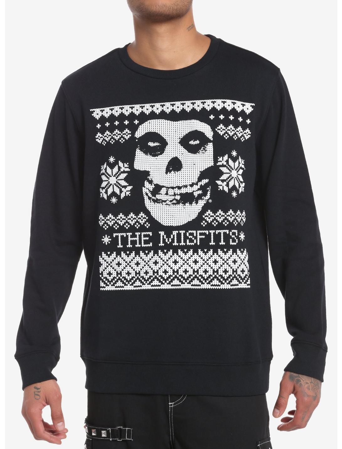 Misfits Fair Isle Fiend Skull Sweatshirt, BLACK, hi-res