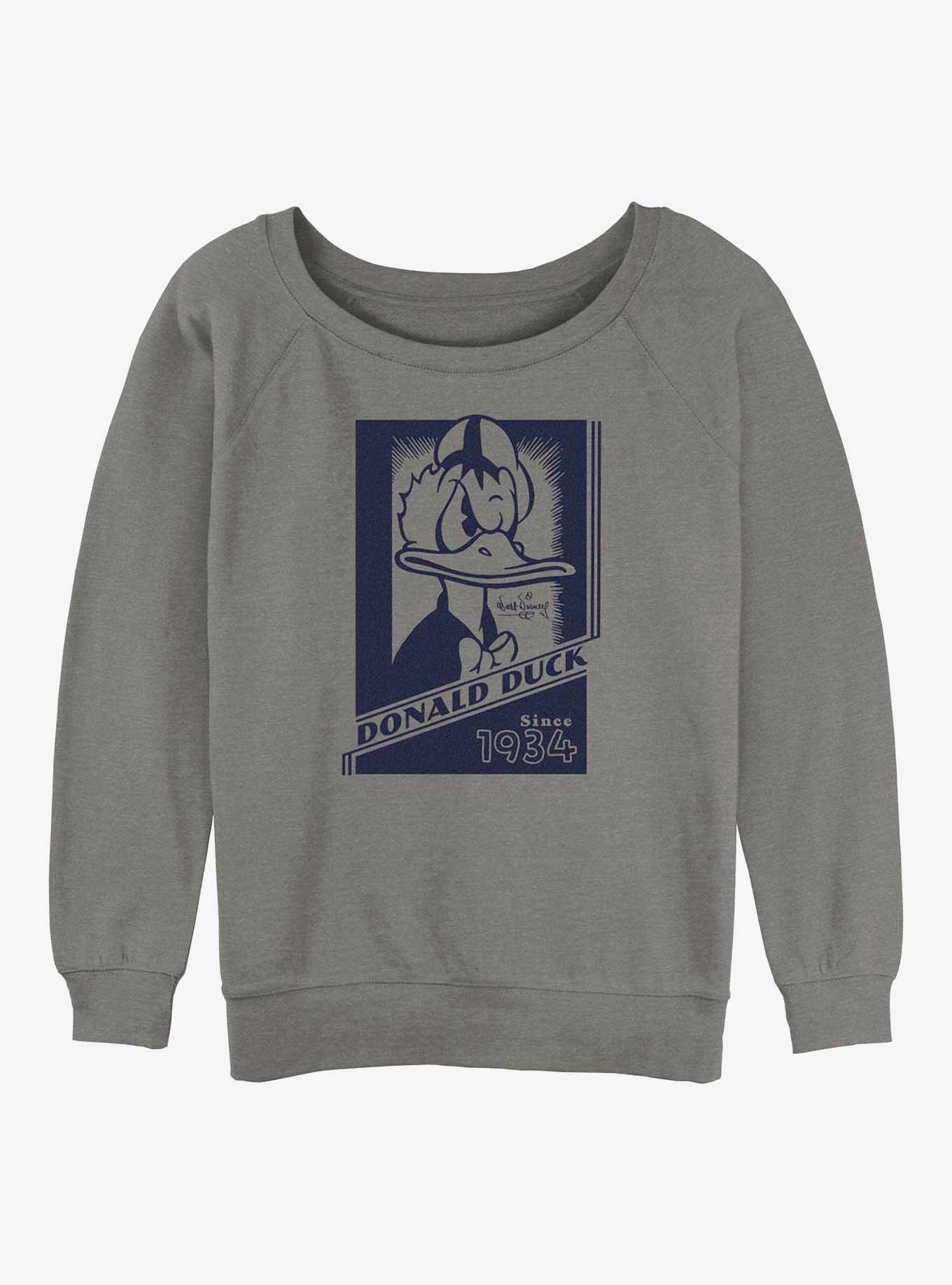 Disney100 Donald Duck Since 1934 Womens Slouchy Sweatshirt, GRAY HTR, hi-res