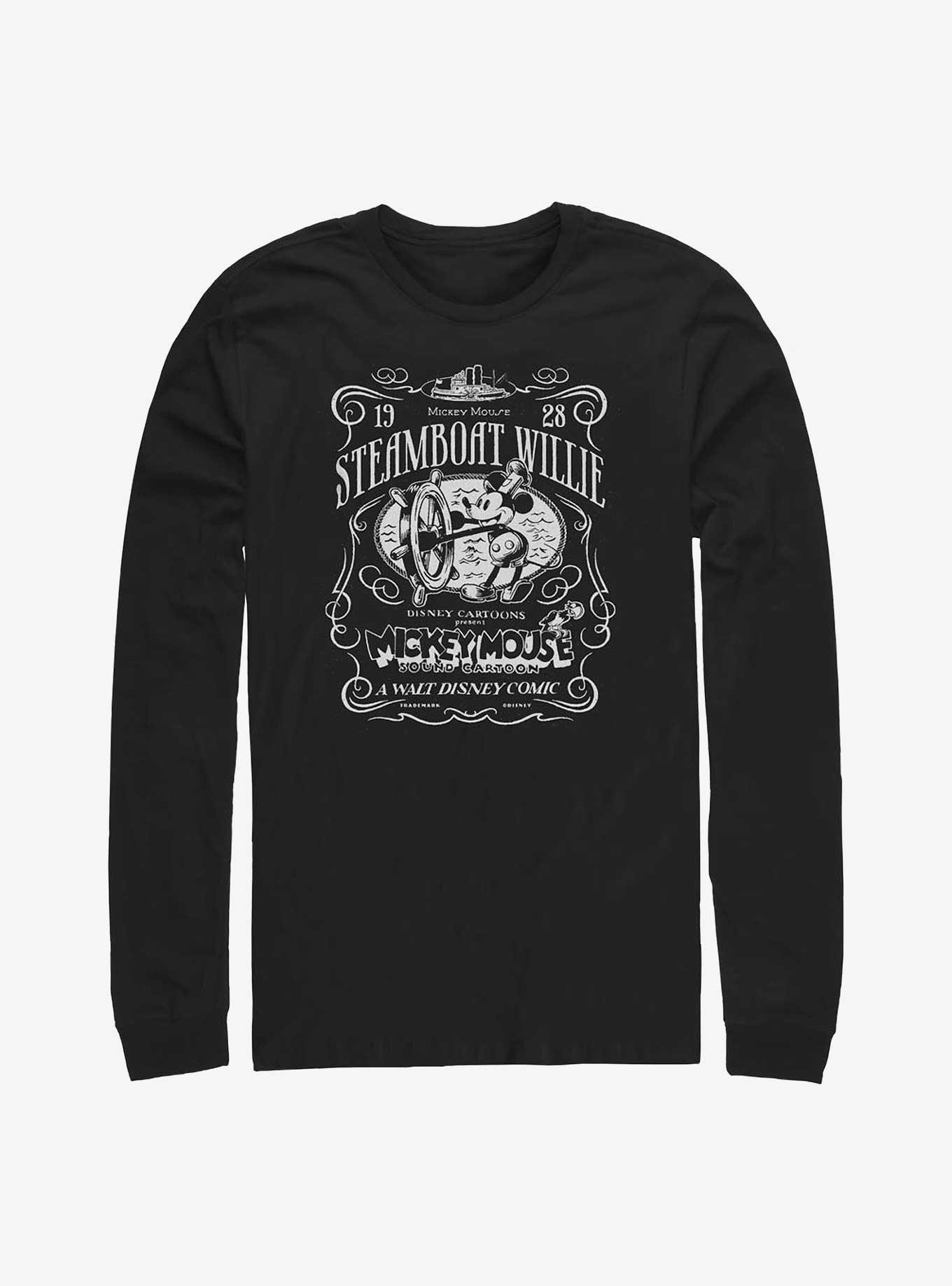 Disney100 Mickey Mouse Steamboat Willie Cartoon Long-Sleeve T-Shirt, , hi-res