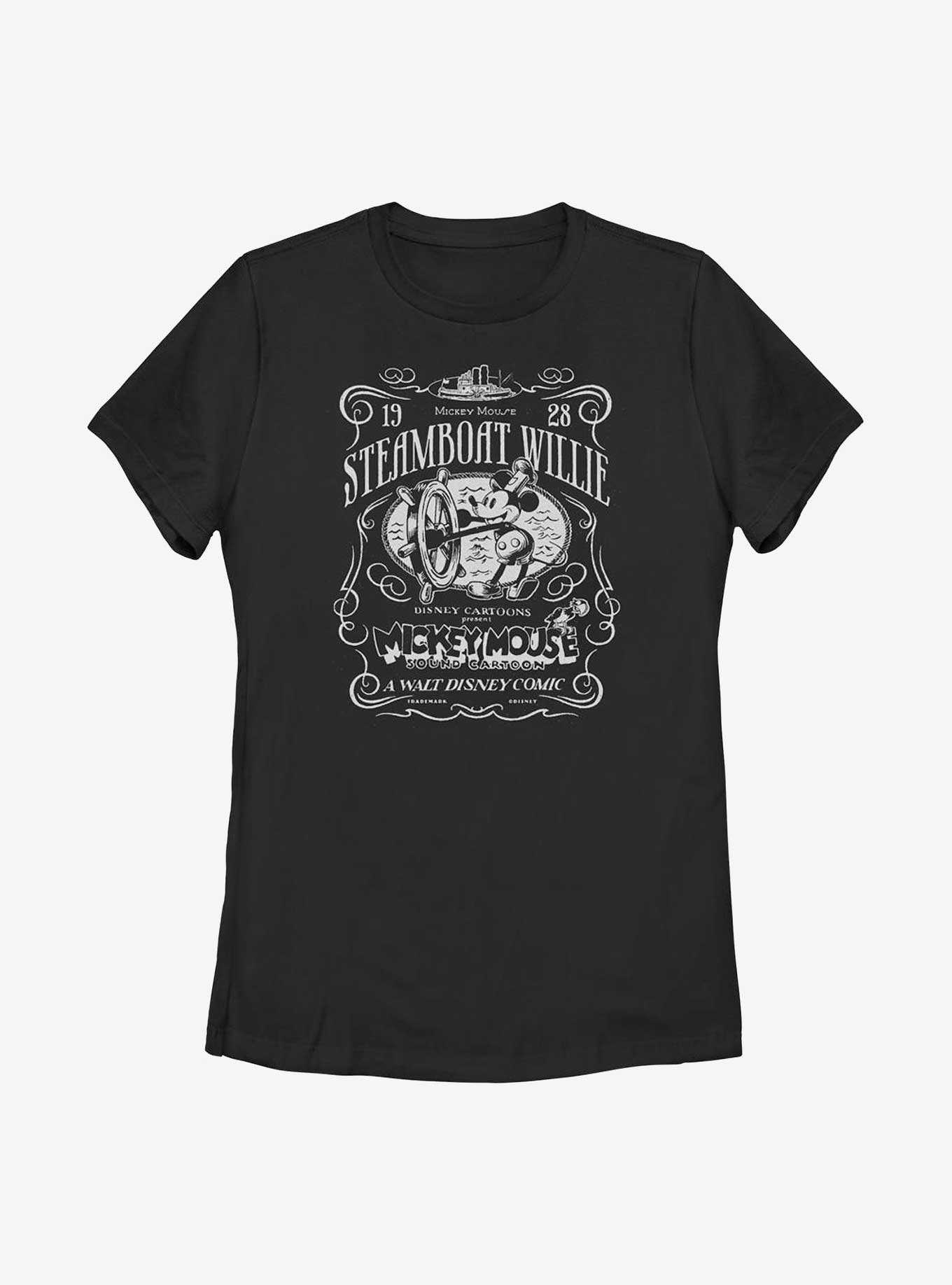 Disney100 Mickey Mouse Steamboat Willie Cartoon Womens T-Shirt, , hi-res